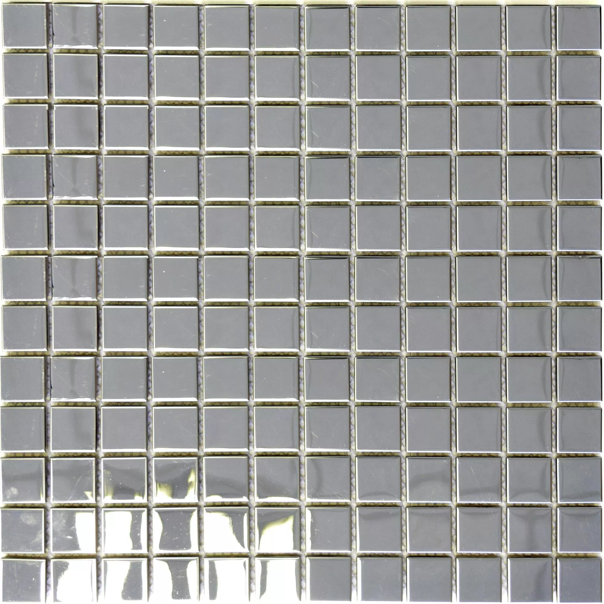 Muster von Edelstahl Mosaikfliesen Glänzend Quadrat 23