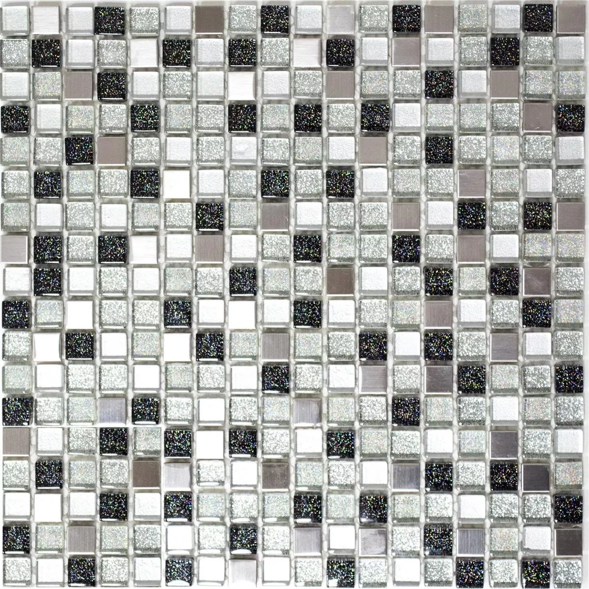 Glas Edelstahl Metall Mosaikfliesen Silber Schwarz