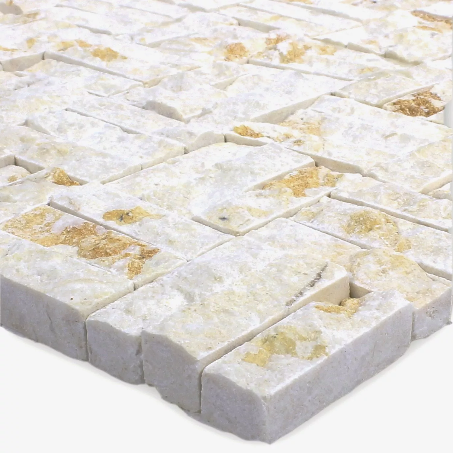 Naturstein Marmor Mosaikfliesen Varna Beige Splitface 3D Naturstein Marmor Mosaikfliesen Varna Beige Splitface 3D