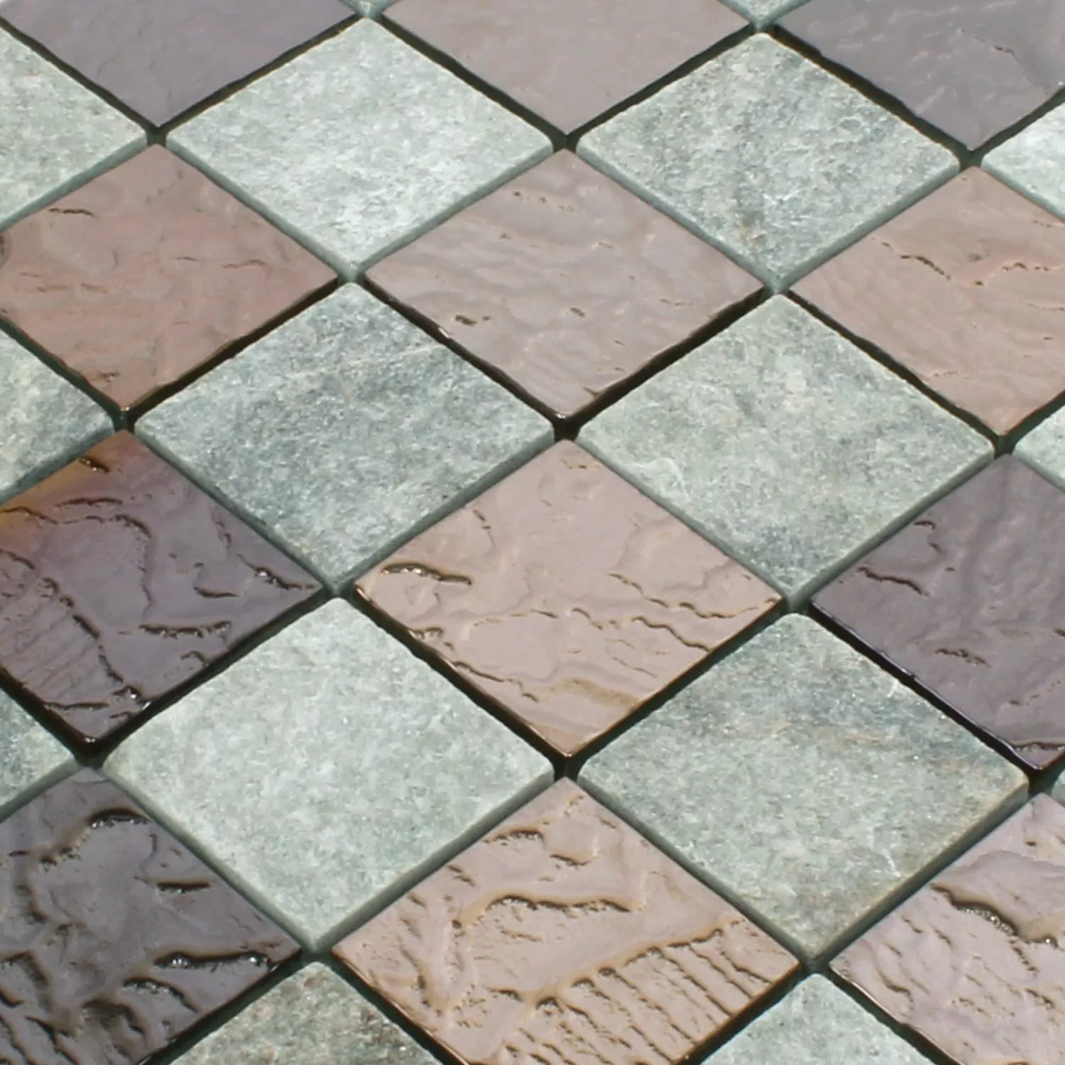 Muster von Mosaikfliesen Sheldrake Grau Kupfer