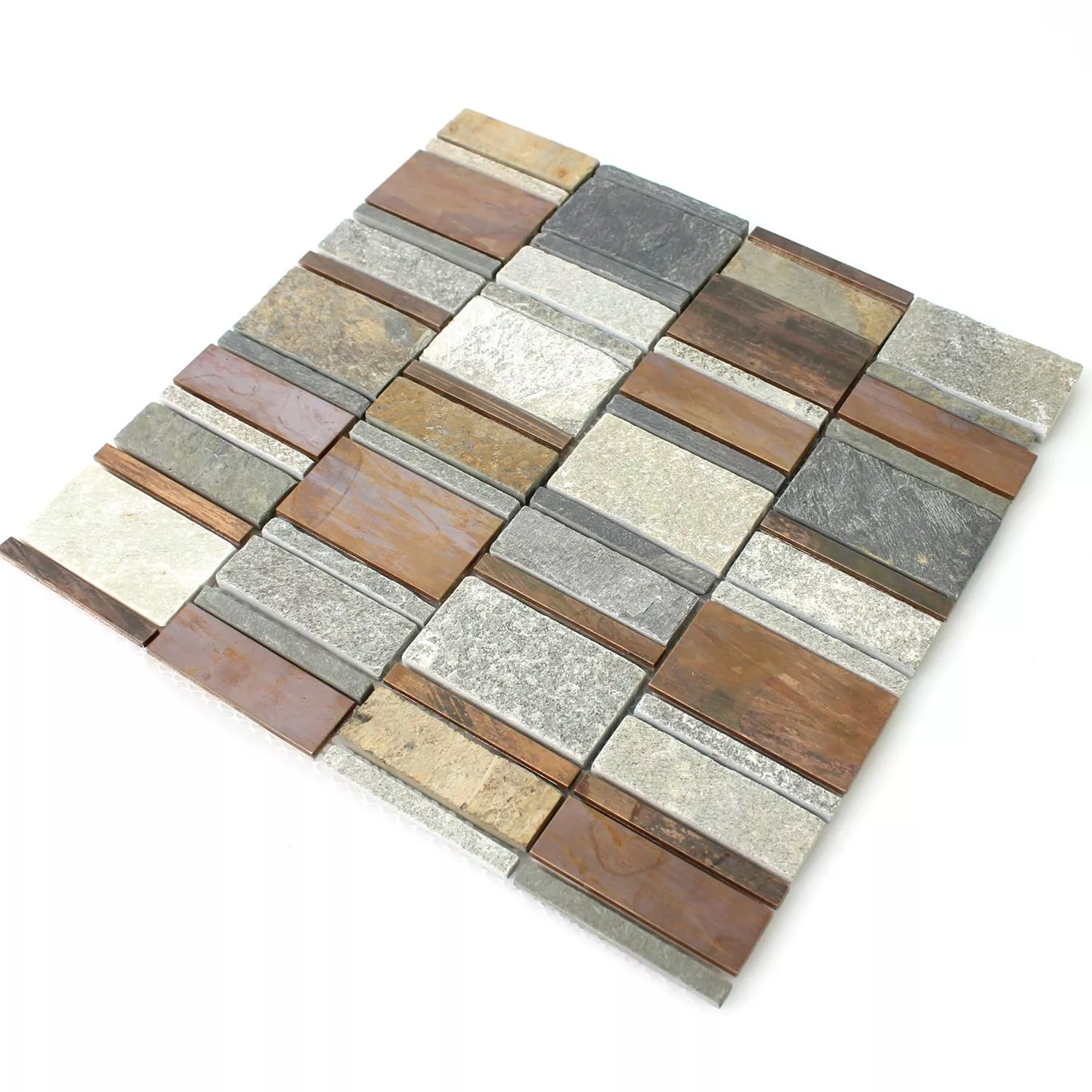 Muster von Mosaikfliesen Naturstein Mosaik Metall Kupfer
