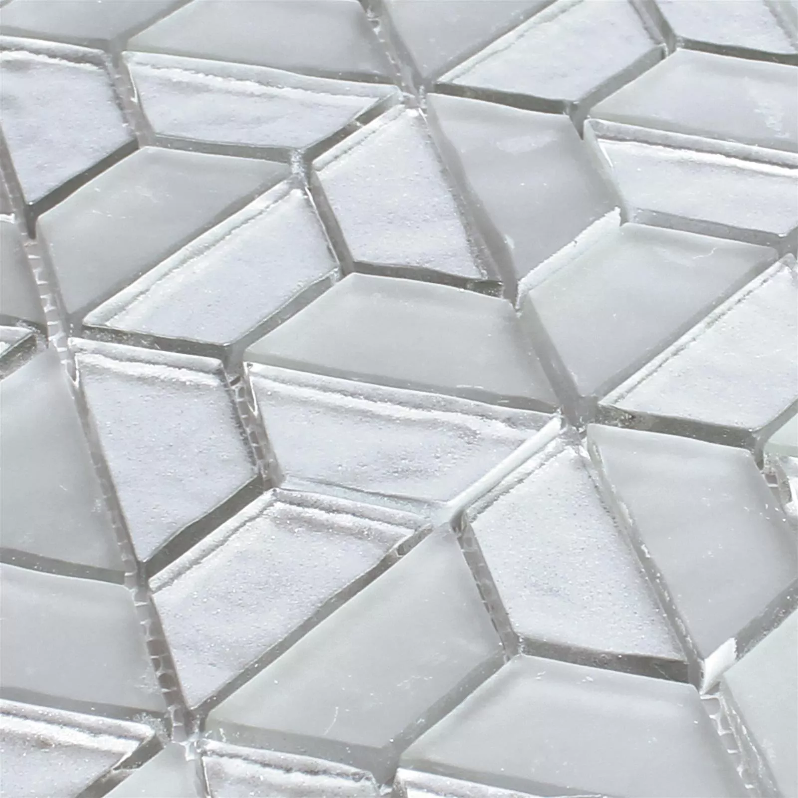 Muster von Glasmosaik Fliesen Alaaddin Hexagon Silber