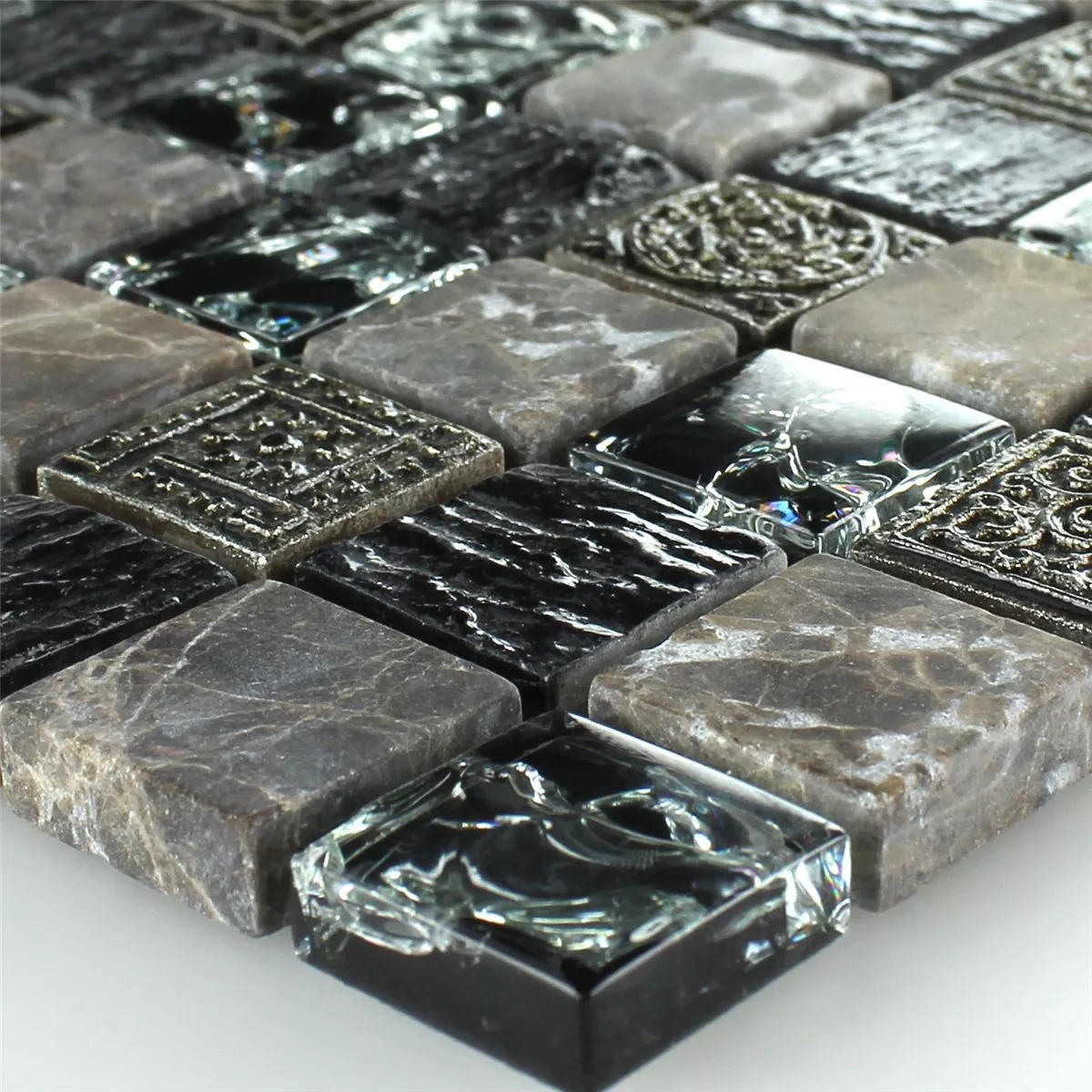 Mosaikfliesen Glas Marmor Effekt Schwarz