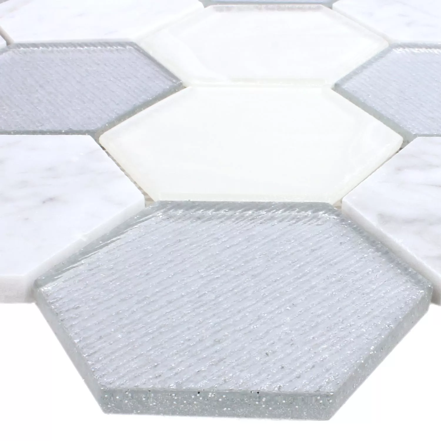 Mosaikfliesen Hexagon Lipari Silber Grau