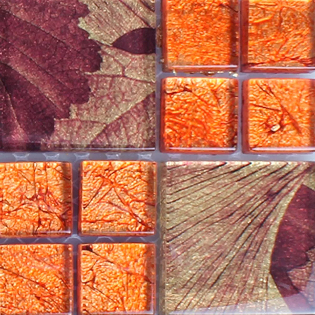 Muster von Glasmosaik Fliesen Firebird Orange