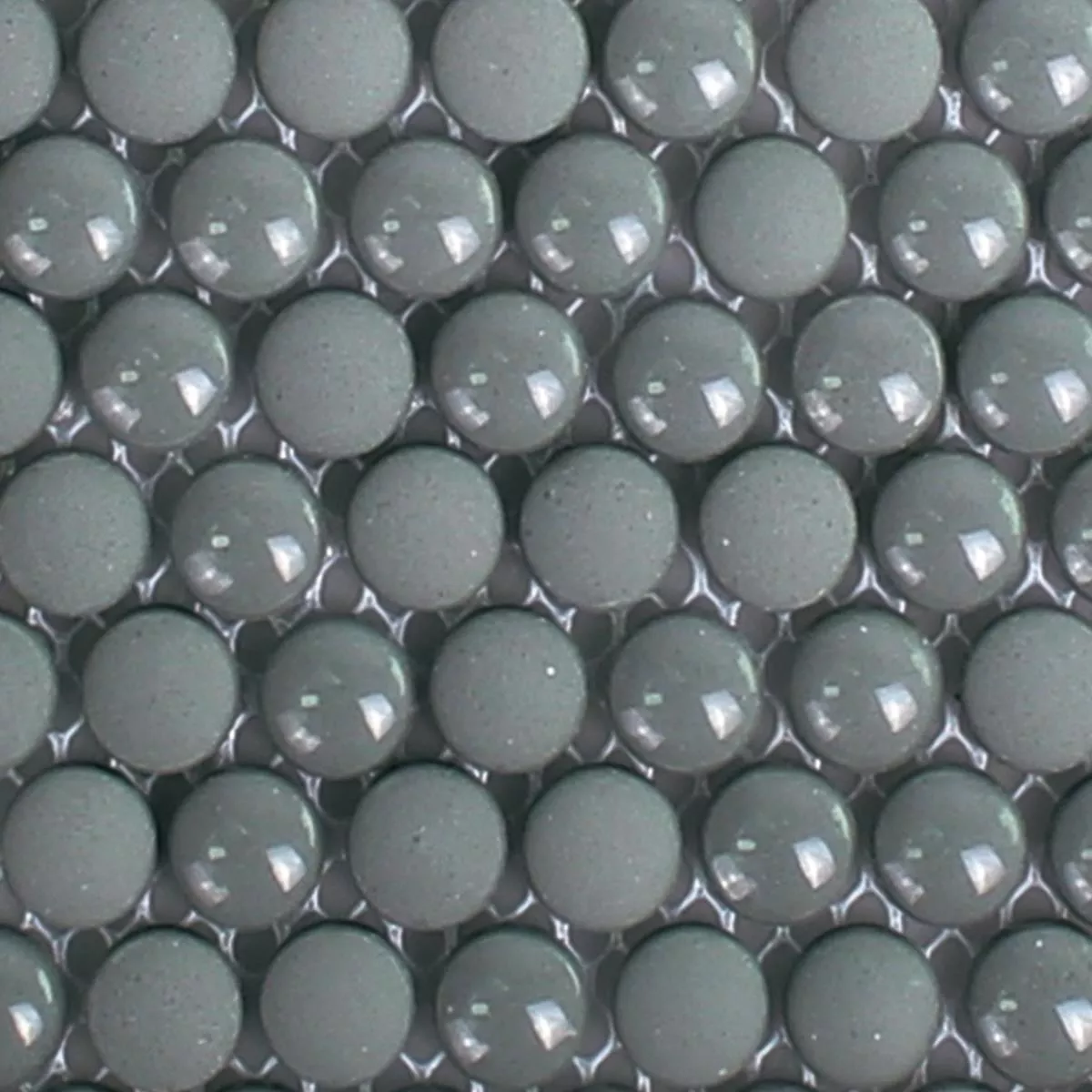 Muster von Glasmosaik Fliesen Bonbon Rund Eco Grau