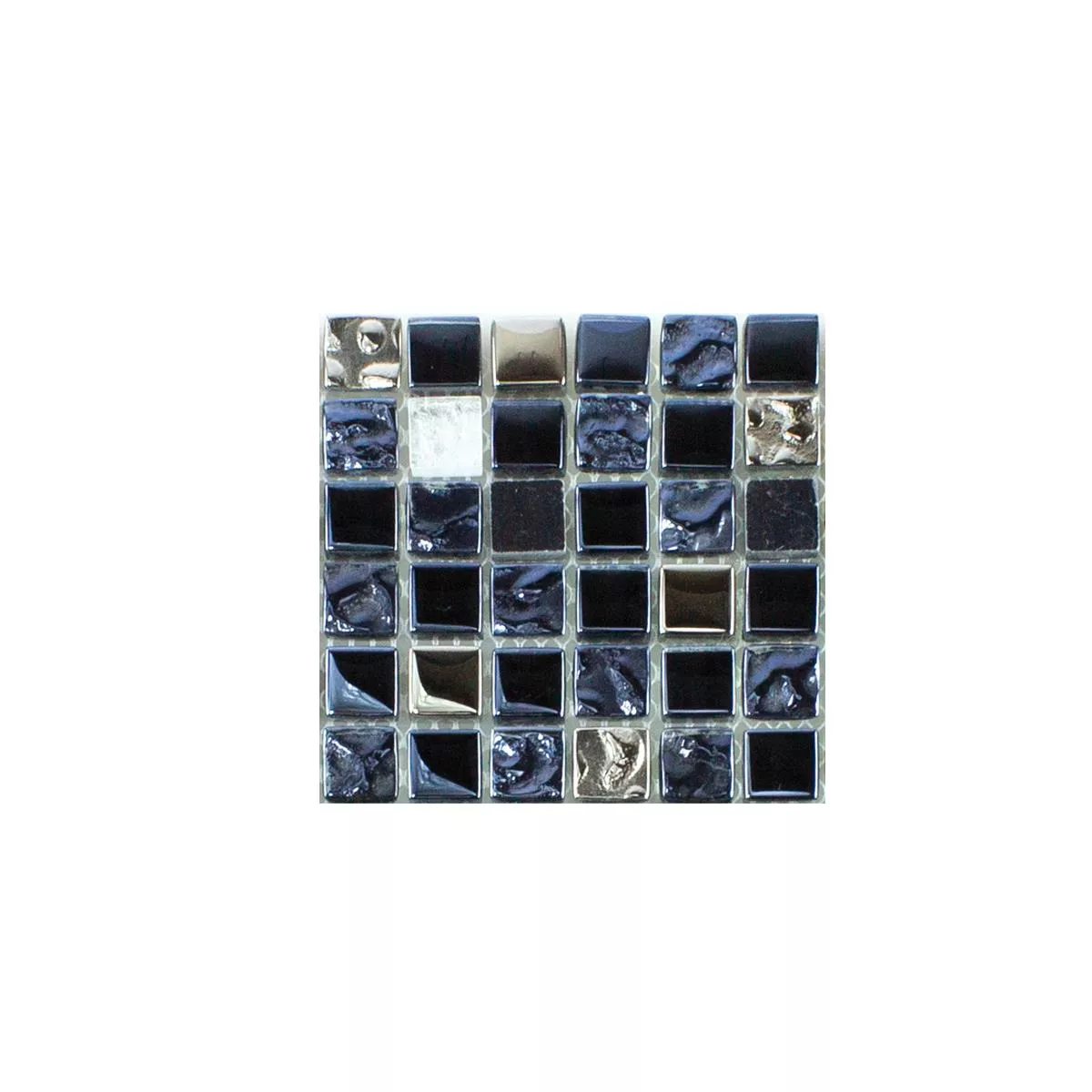 Muster von Glas Naturstein Mosaikfliese Cooktown Schwarz Silber