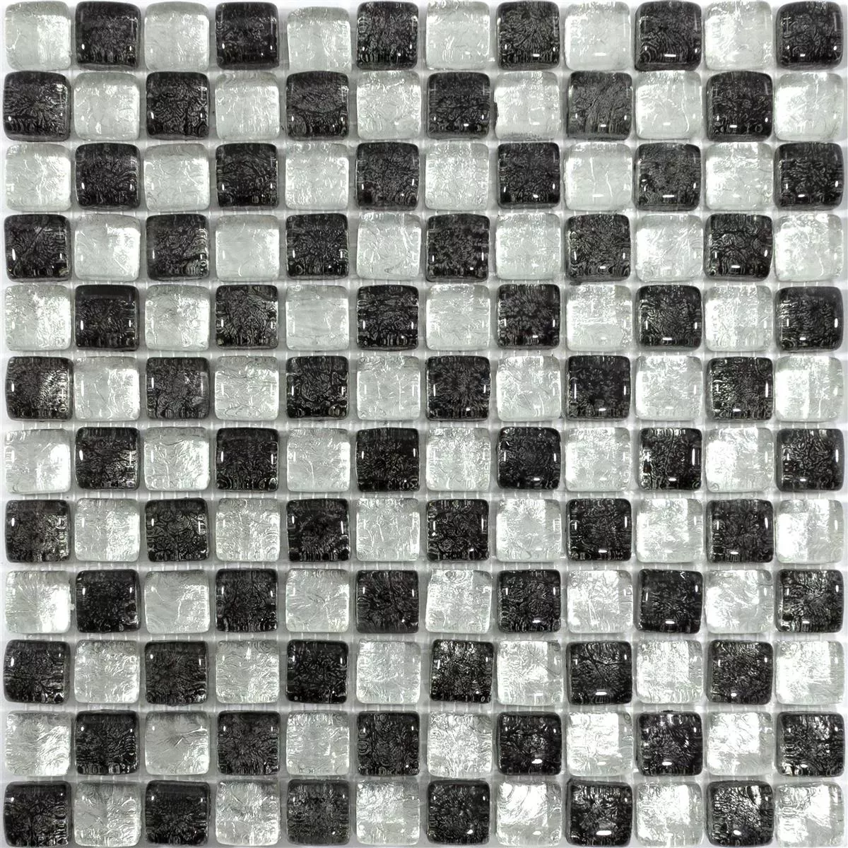 Muster von Glasmosaik Fliesen Avola Schwarz Weiß