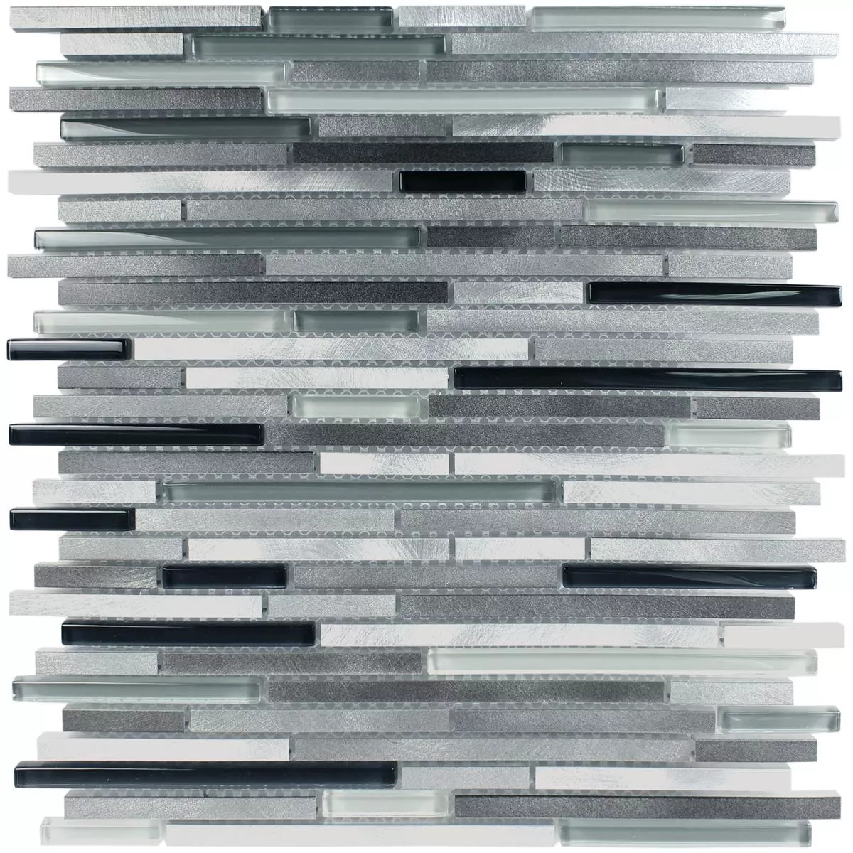 Muster von Glas Metall Mosaikfliesen Freeway Schwarz Silber