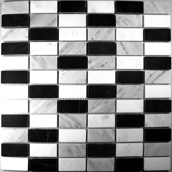 Muster von Mosaikfliesen Marmor Schwarz Weiss Mix