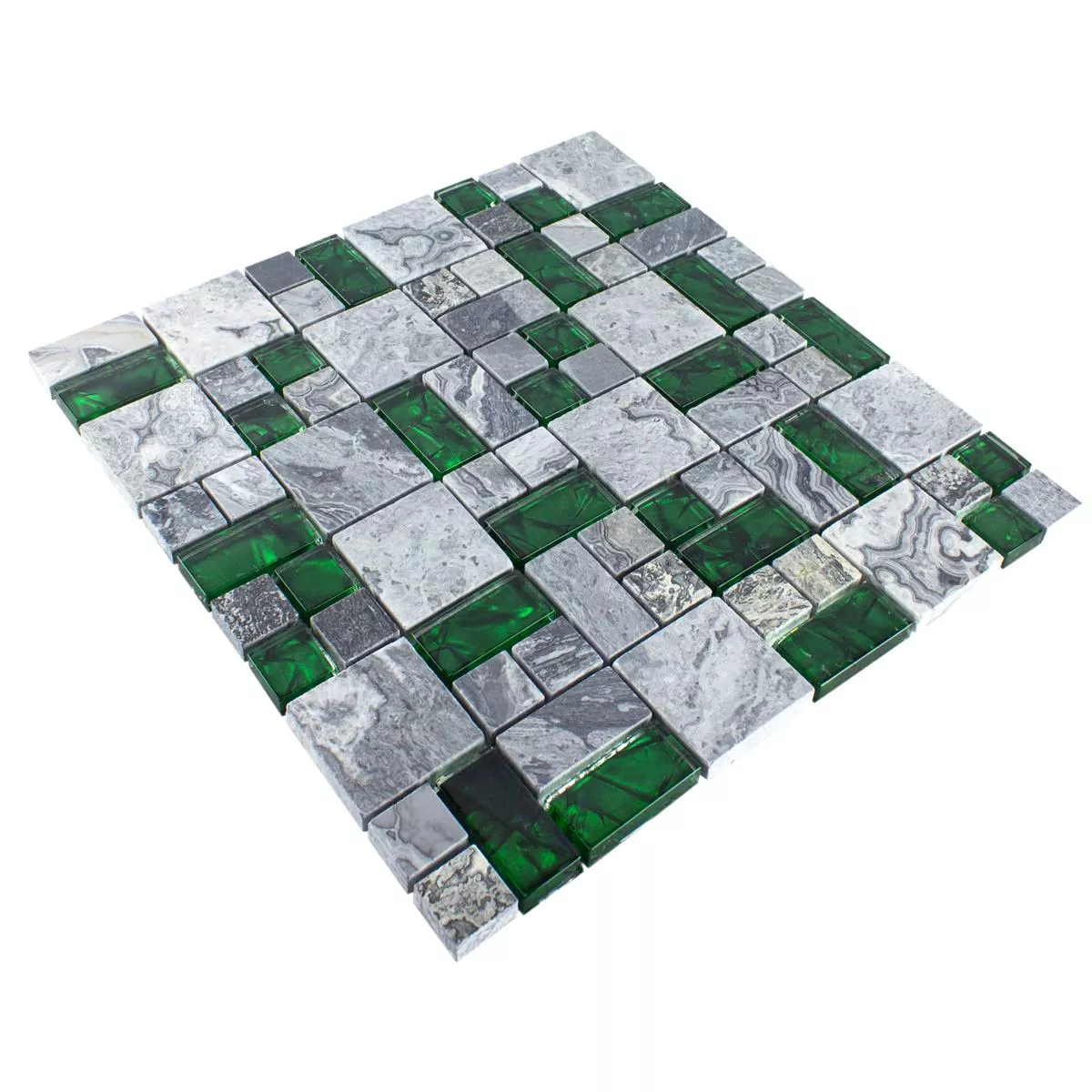 Muster von Glas Naturstein Mosaik Fliesen Sinop Grau Grün 2 Mix