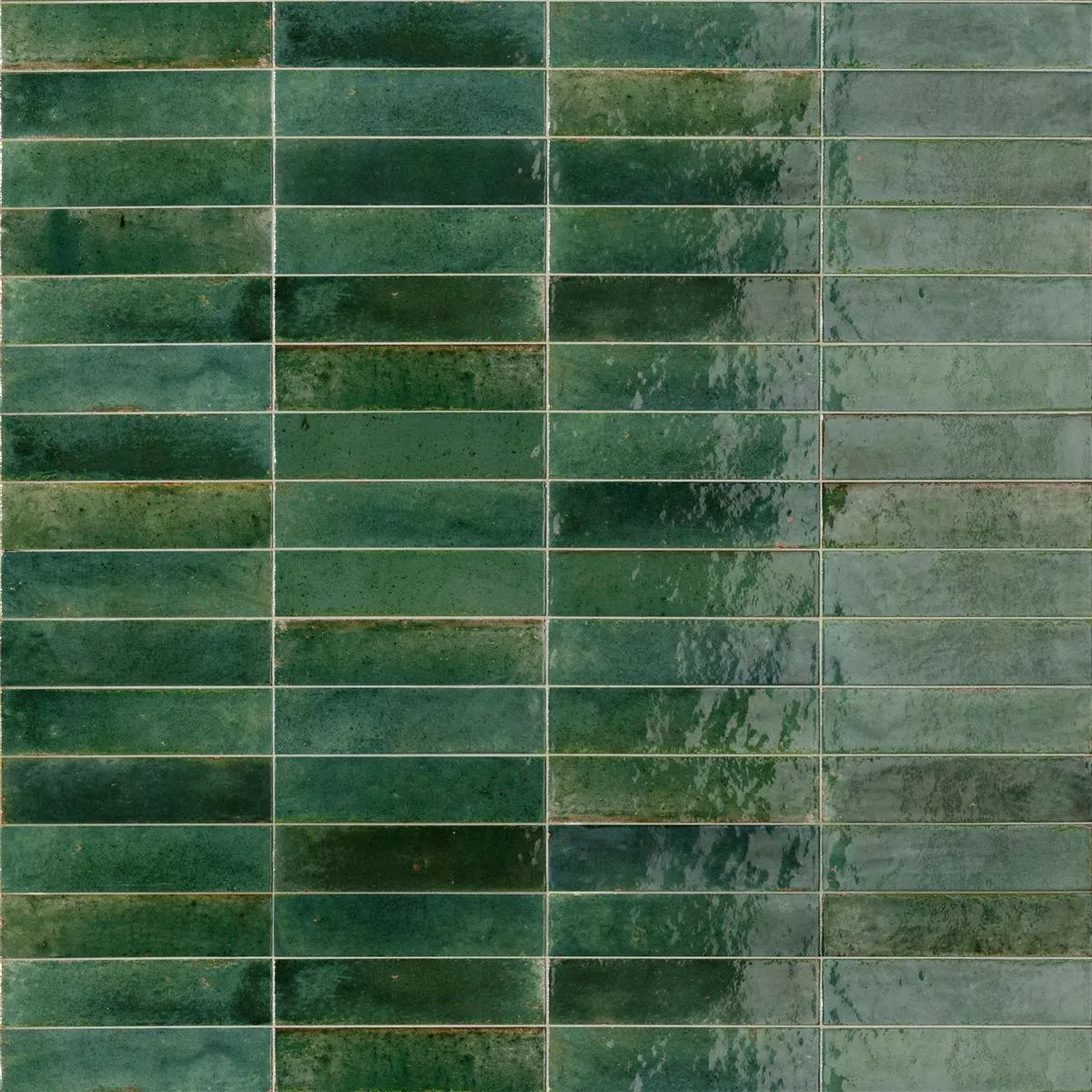 Muster von Wandfliesen Laguna Glänzend Gewellt Grün 6x24cm