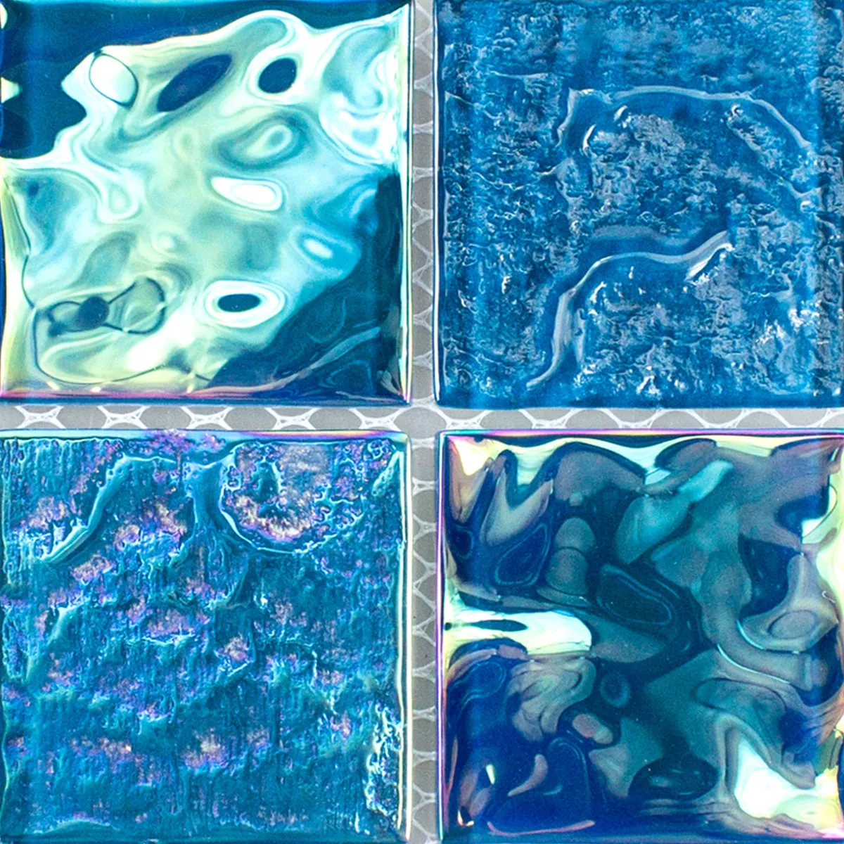 Muster von Glasmosaik Fliesen Perlmutt Effekt Carlos Blau 48