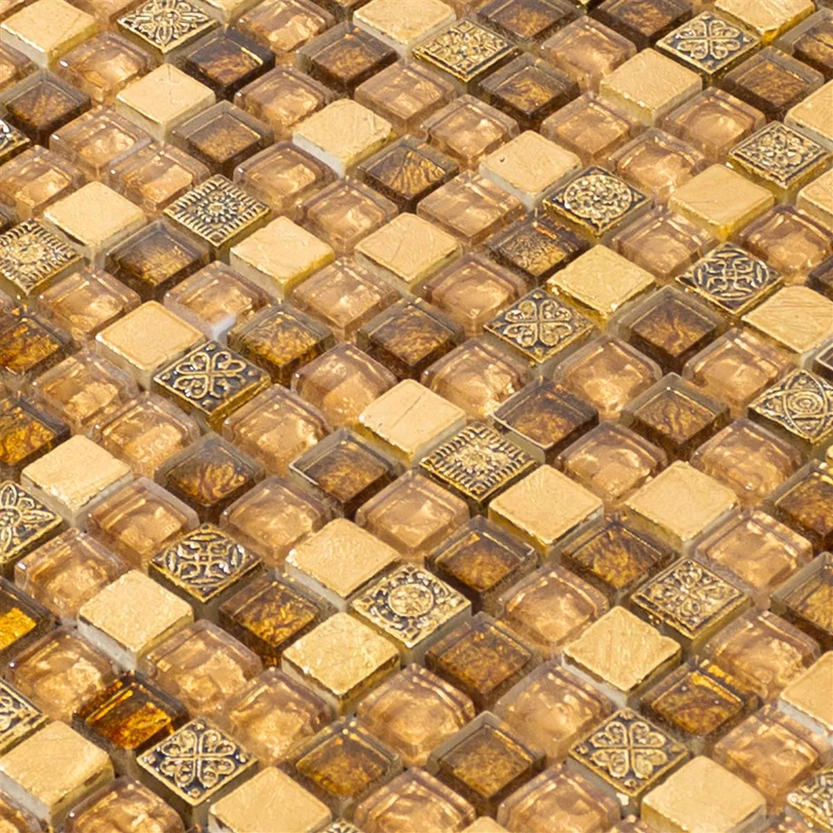 Glas Marmor Mosaikfliesen Majestic Beige Gold