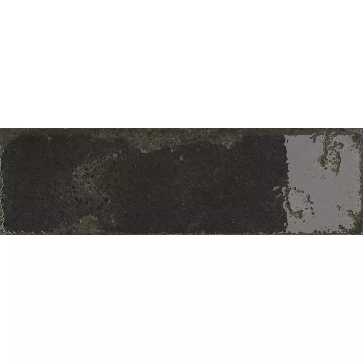Muster von Wandfliesen Lara Glänzend Gewellt 10x30cm Schwarz