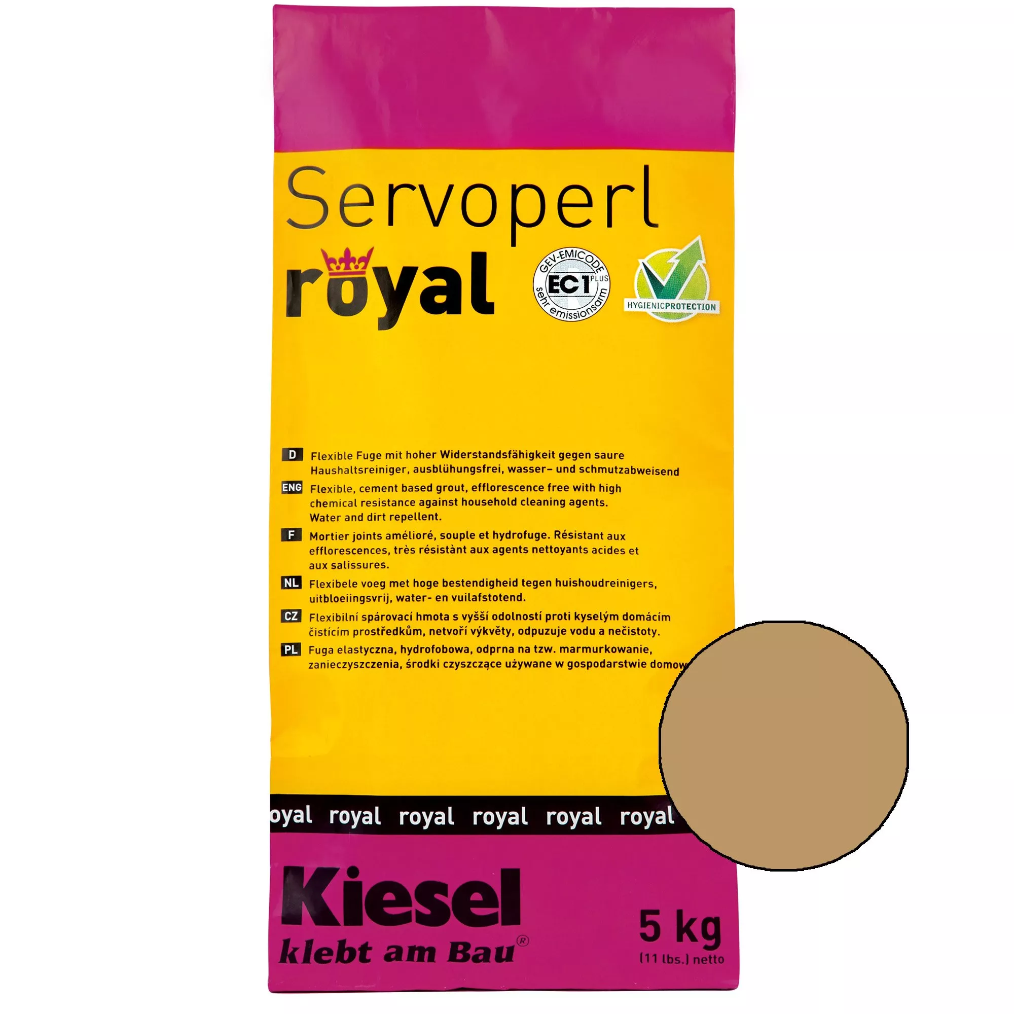 Kiesel Servoperl royal - Flexible, wasser- und schmutzabweisende Fuge (5KG Hellbraun)
