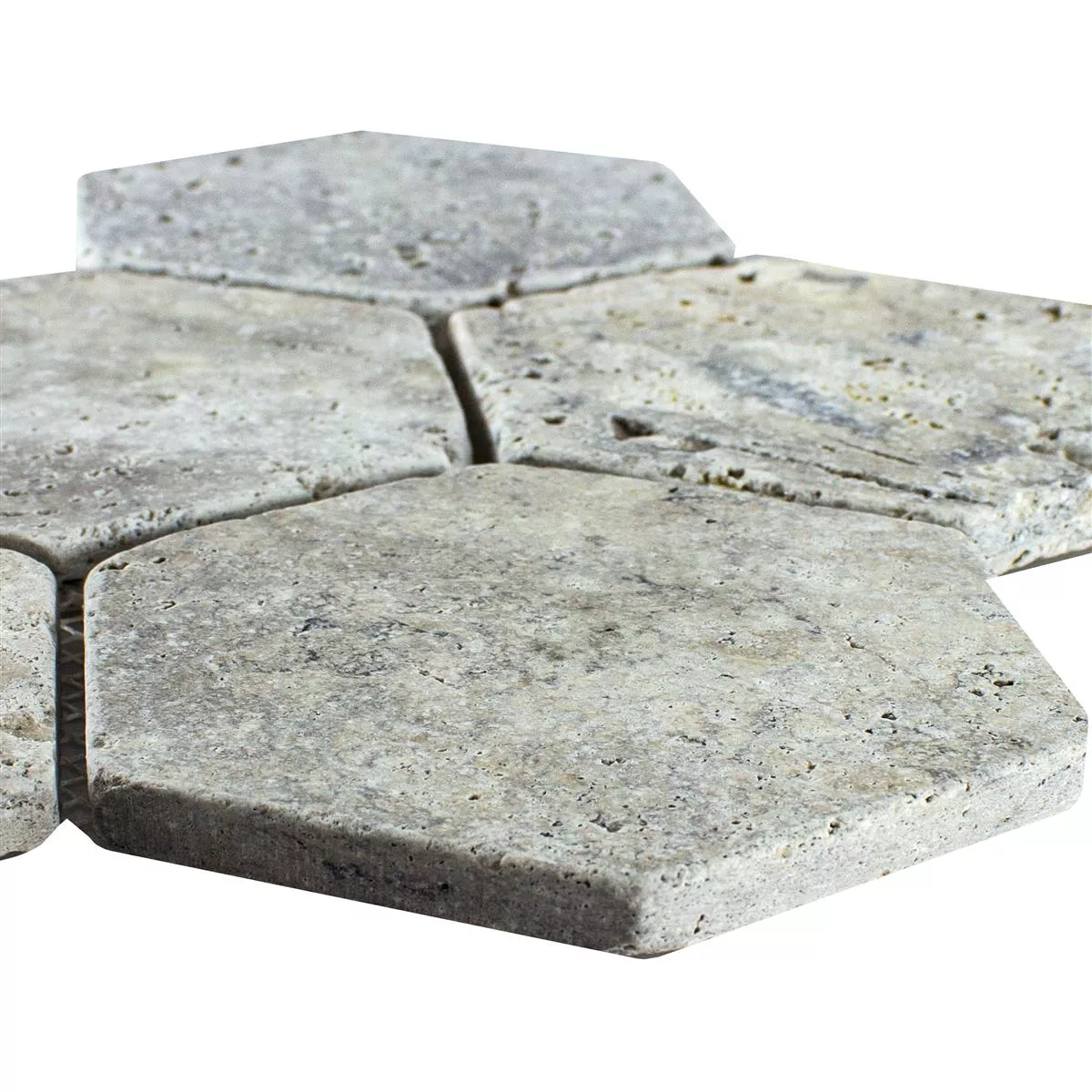 Travertin Naturstein Mosaikfliesen Mercado Sechseck Silber Travertin Naturstein Mosaikfliesen Mercado Sechseck Silber