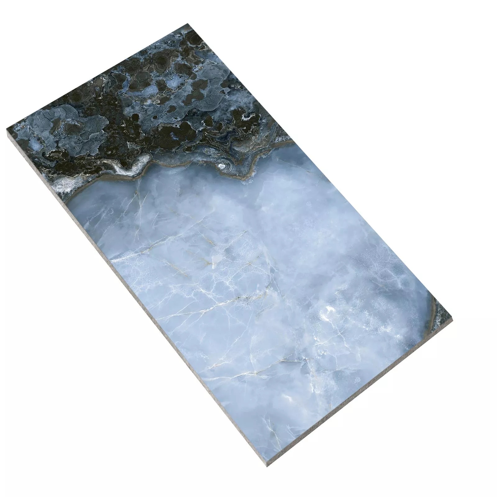 Muster Bodenfliese Naftalin Poliert Schwarz Blau 60x120cm
