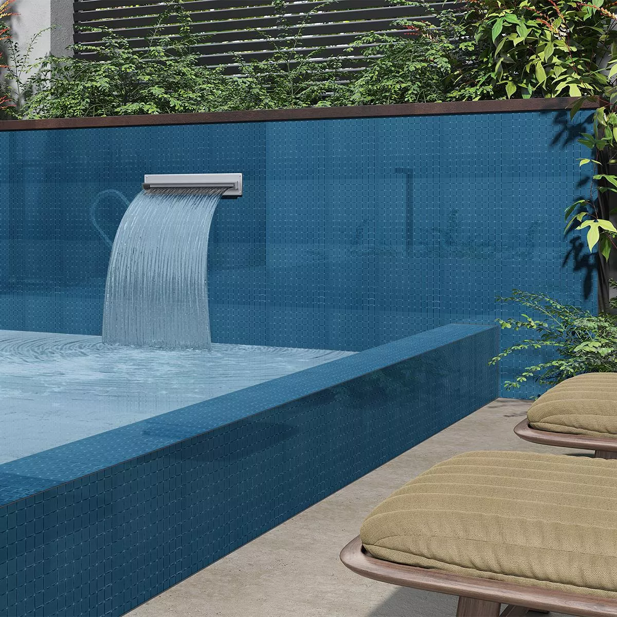 Glas Schwimmbad Pool Mosaik Venetia Petrol