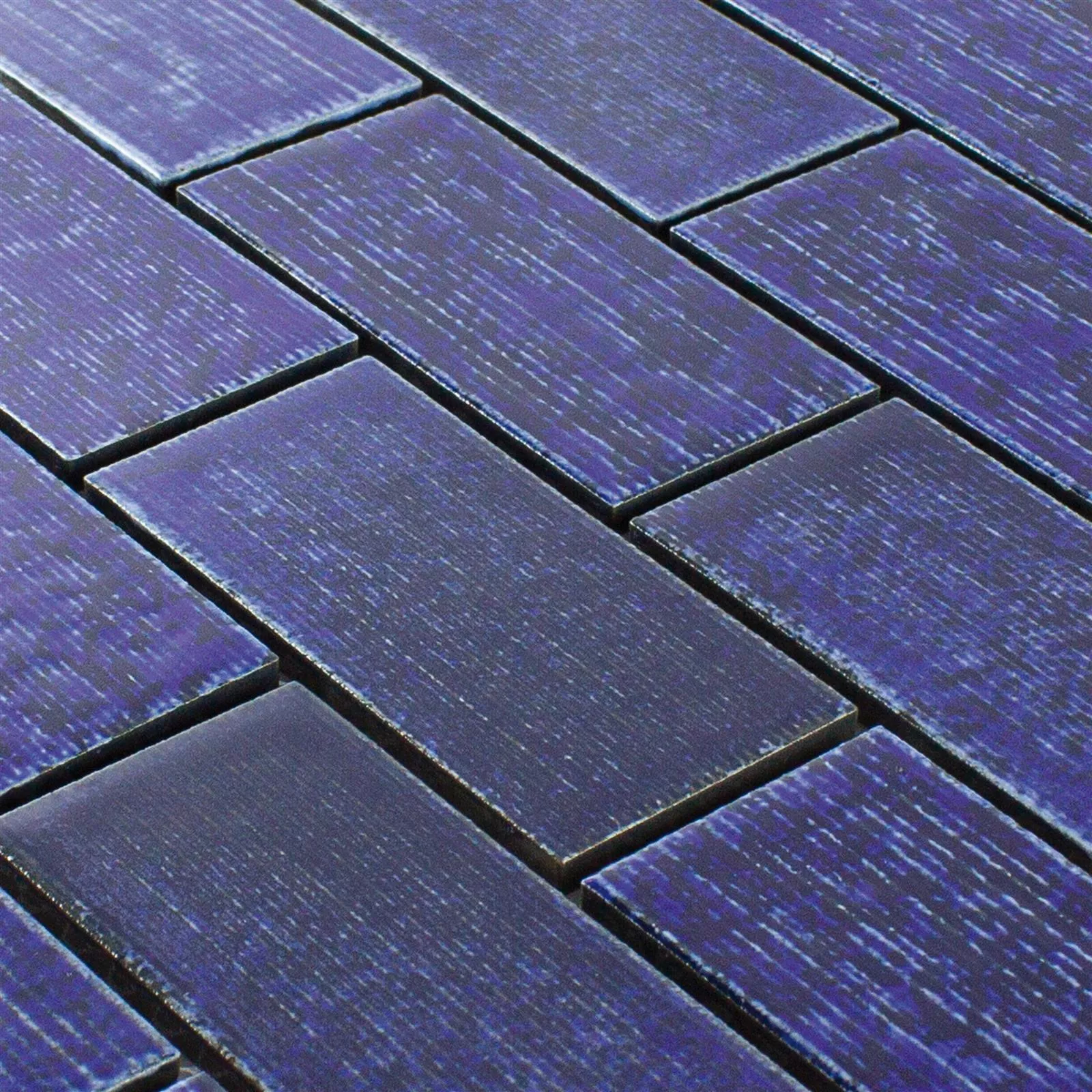 Muster von Keramik Mosaikfliese Bangor Glänzend Blau Rechteck