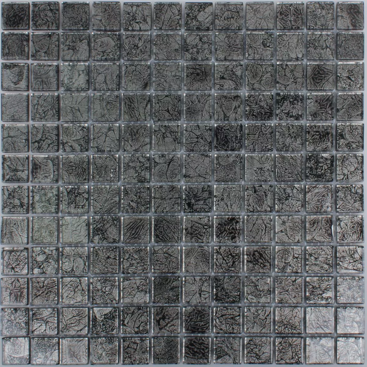 Mosaikfliesen Glas Kandila Schwarz 23x23x4mm