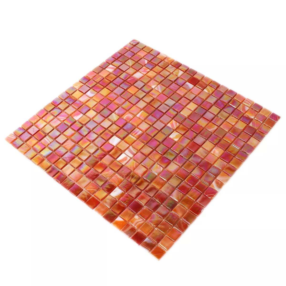 Muster von Glasmosaik Fliesen Perlmutt Effekt Rot Mix