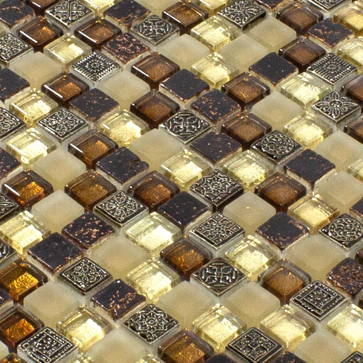 Glas Marmor Mosaikfliesen Kingsburg Braun Mix