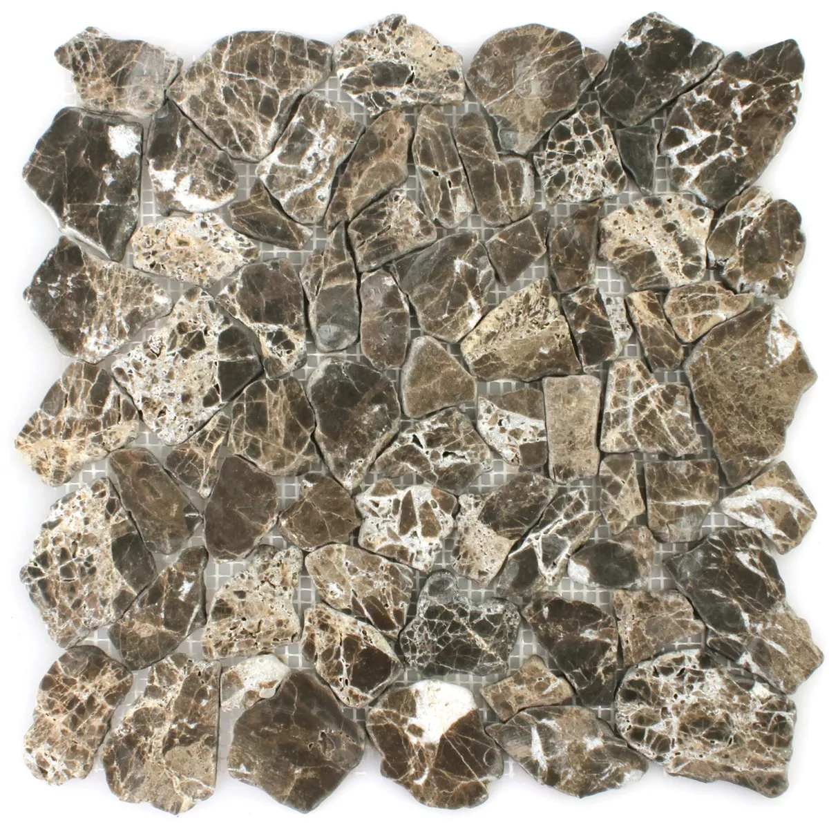 Mosaikfliesen Marmor Bruch Impala Braun Geflammt