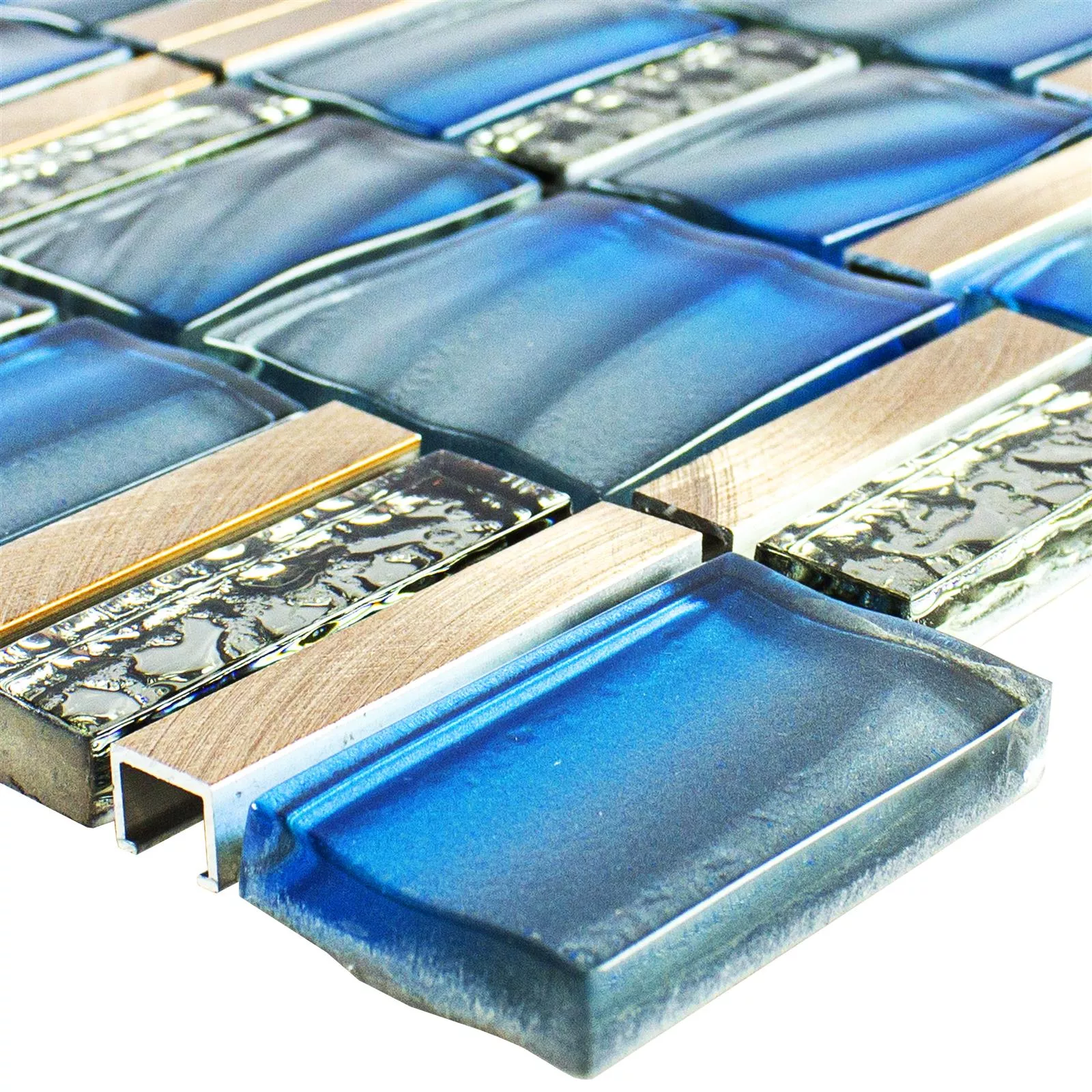 Glas Metall Mosaikfliesen Union Blau Kupfer