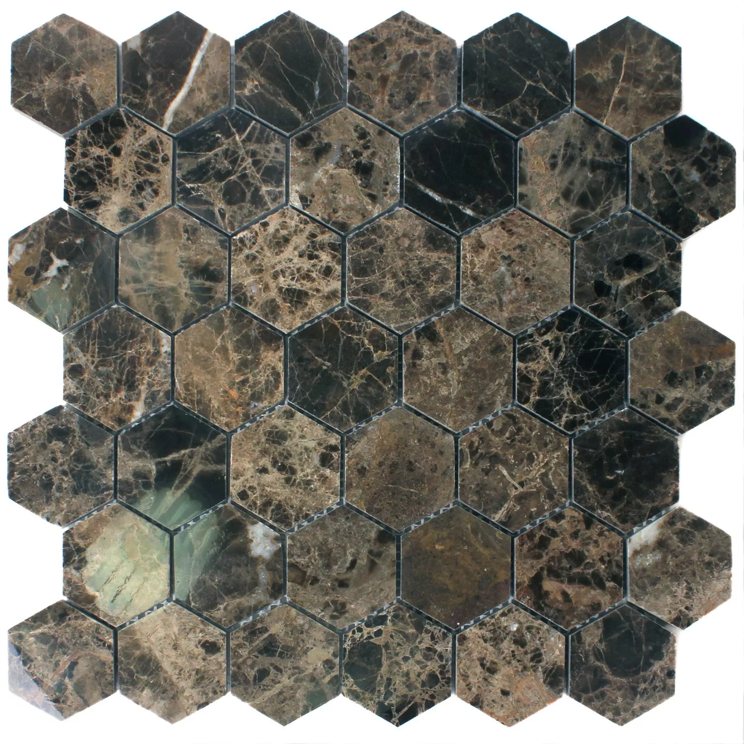 Mosaikfliesen Marmor Xalapa Sechseck Emperador Poliert