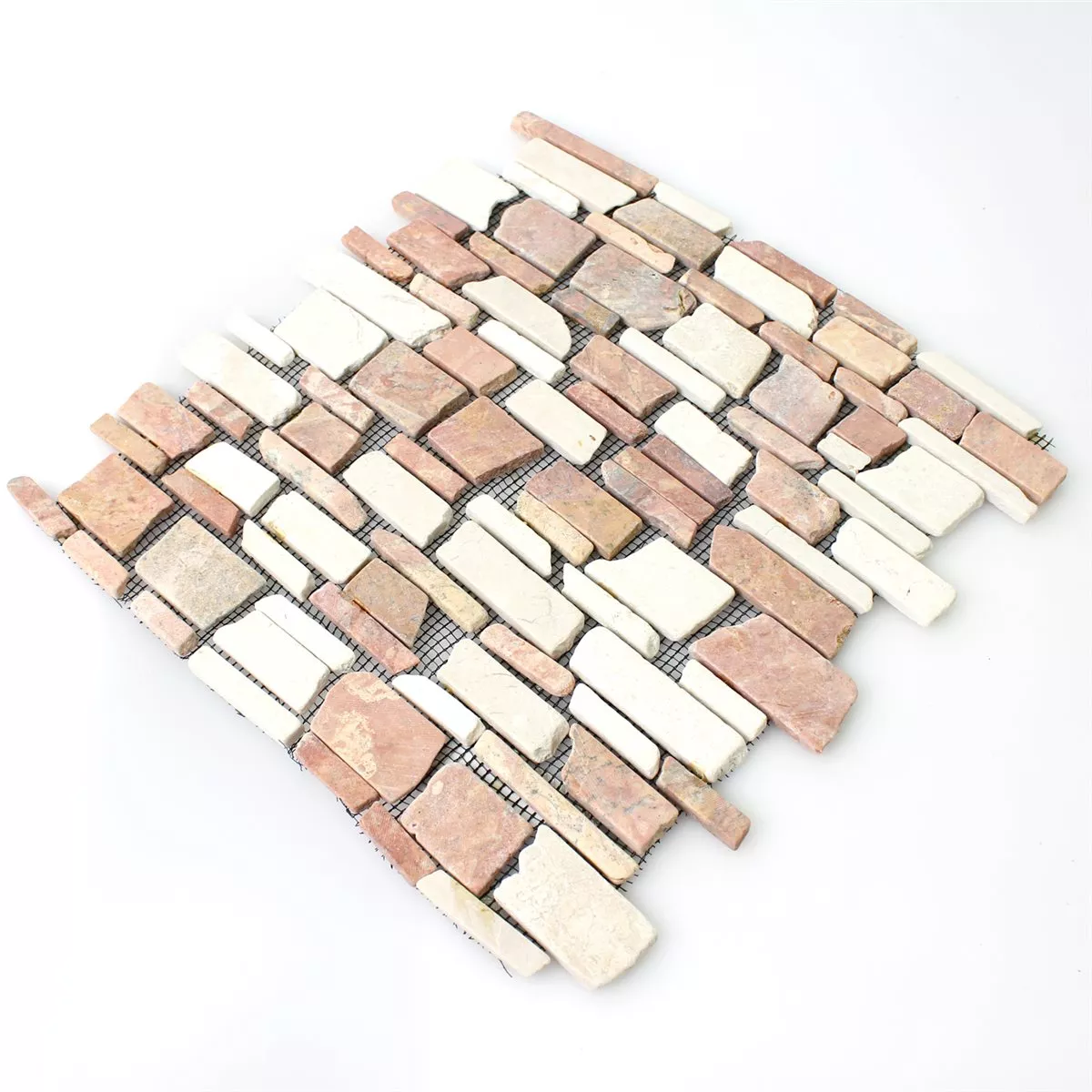 Muster von Mosaikfliesen Marmor Naturstein Brick Biancone Rosso