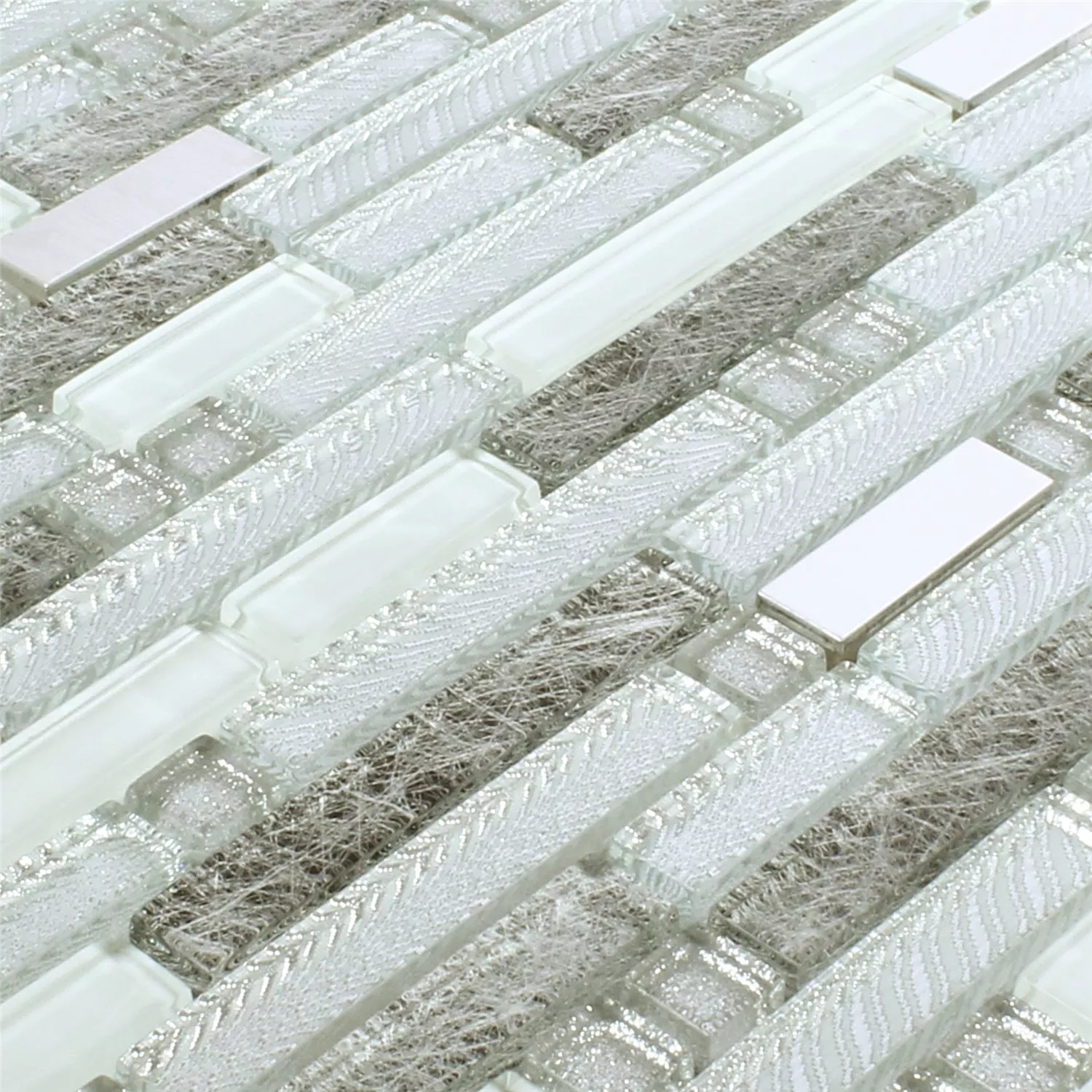 Muster von Mosaikfliesen Zaide Glas Alu Mix Silber Grau