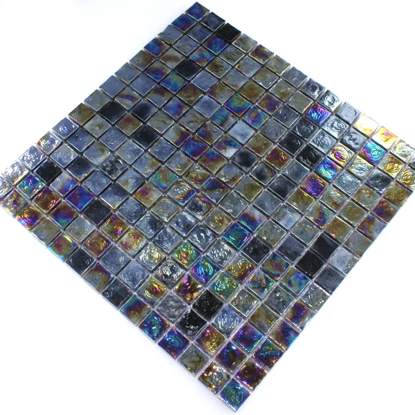 Muster von Mosaikfliesen Glas Effekt Petrol Black
