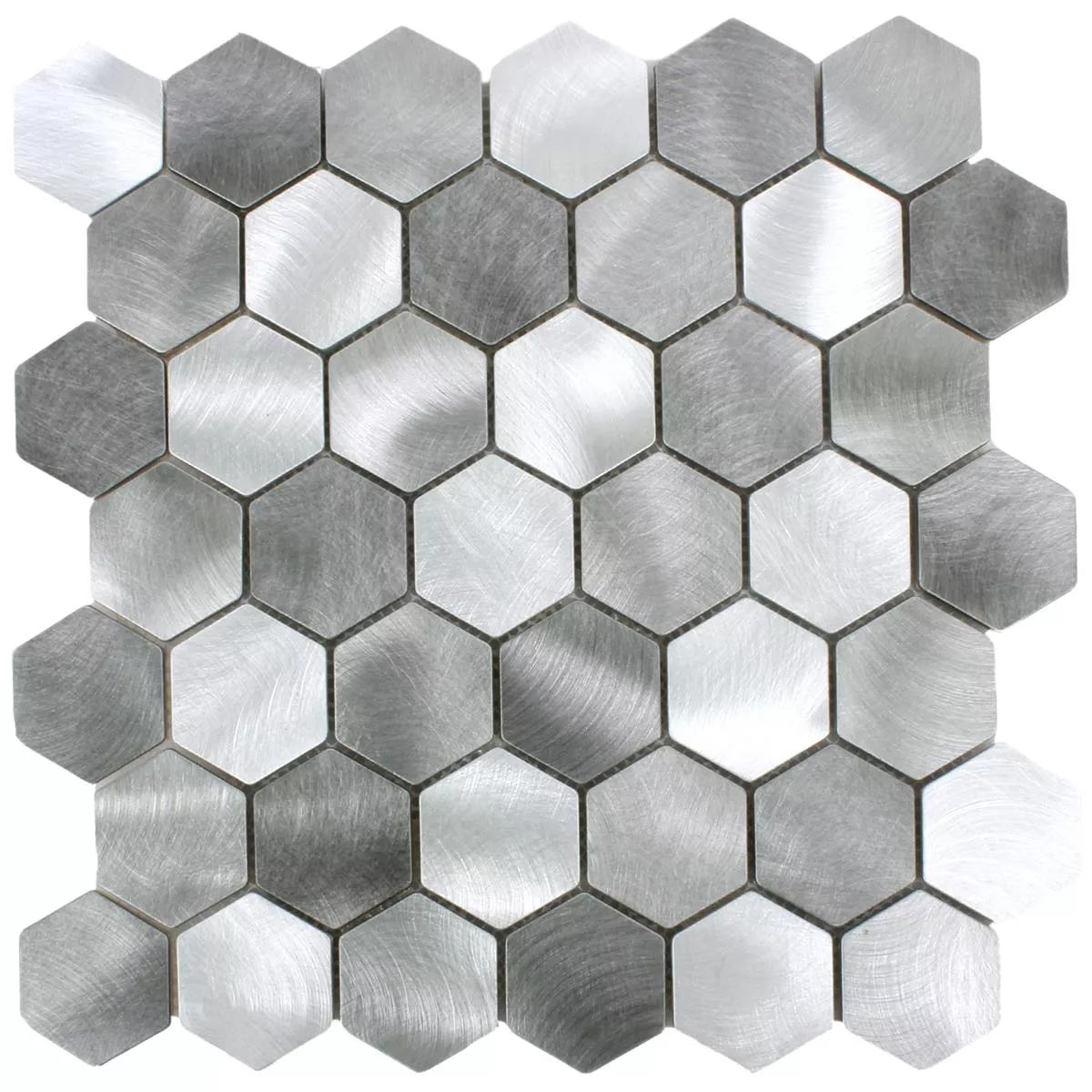 Mosaikfliesen Aluminium Manhatten Hexagon Grau Silber