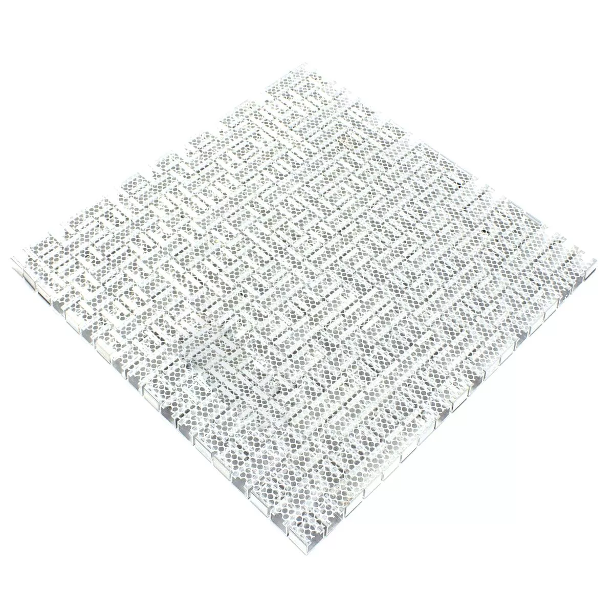 Muster von Aluminium Metall Mosaik Fliesen Montezuma Grau Silber Mix