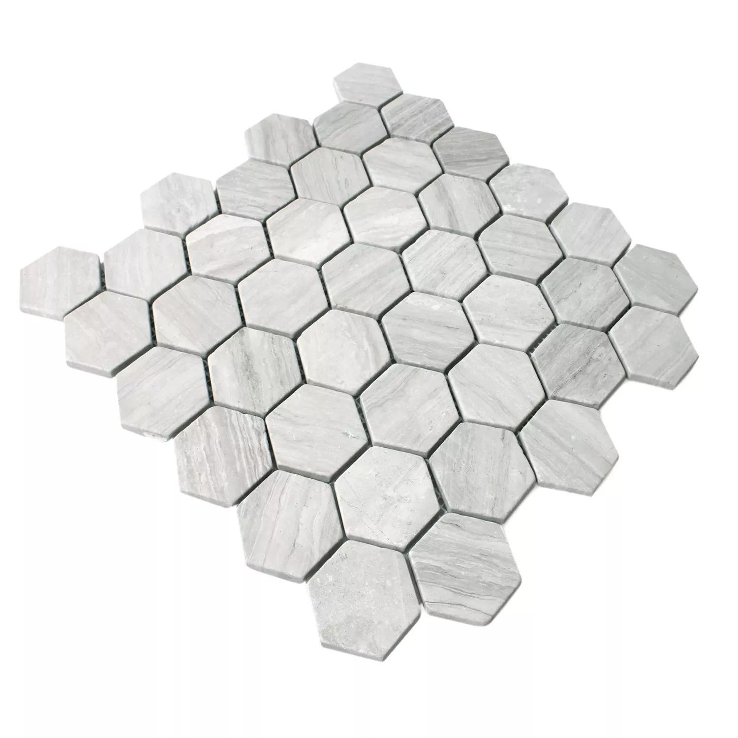 Mosaikfliesen Marmor Tarsus Hexagon Grau