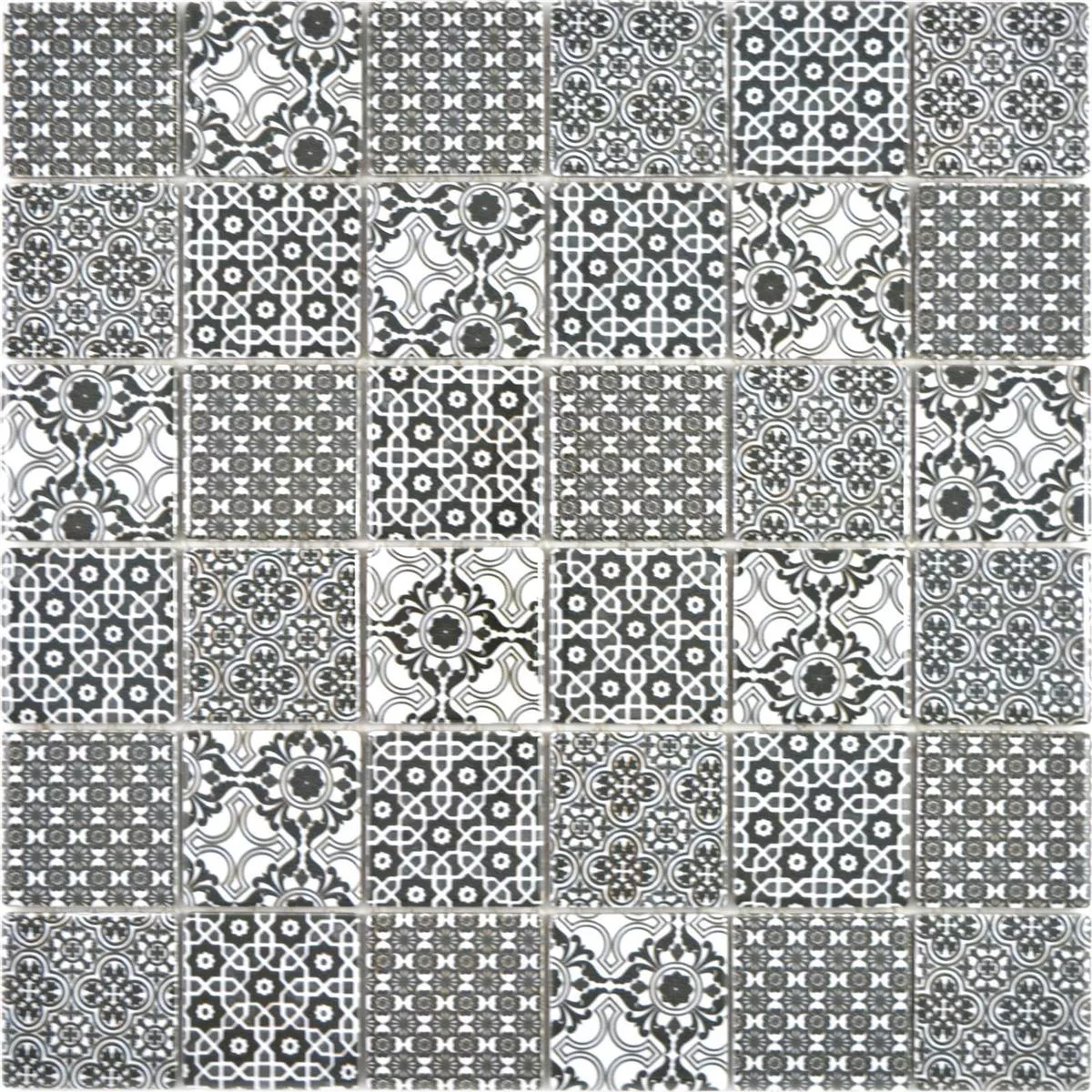 Keramik Mosaikfliesen Daymion Retrooptik Quadrat 47 Schwarz