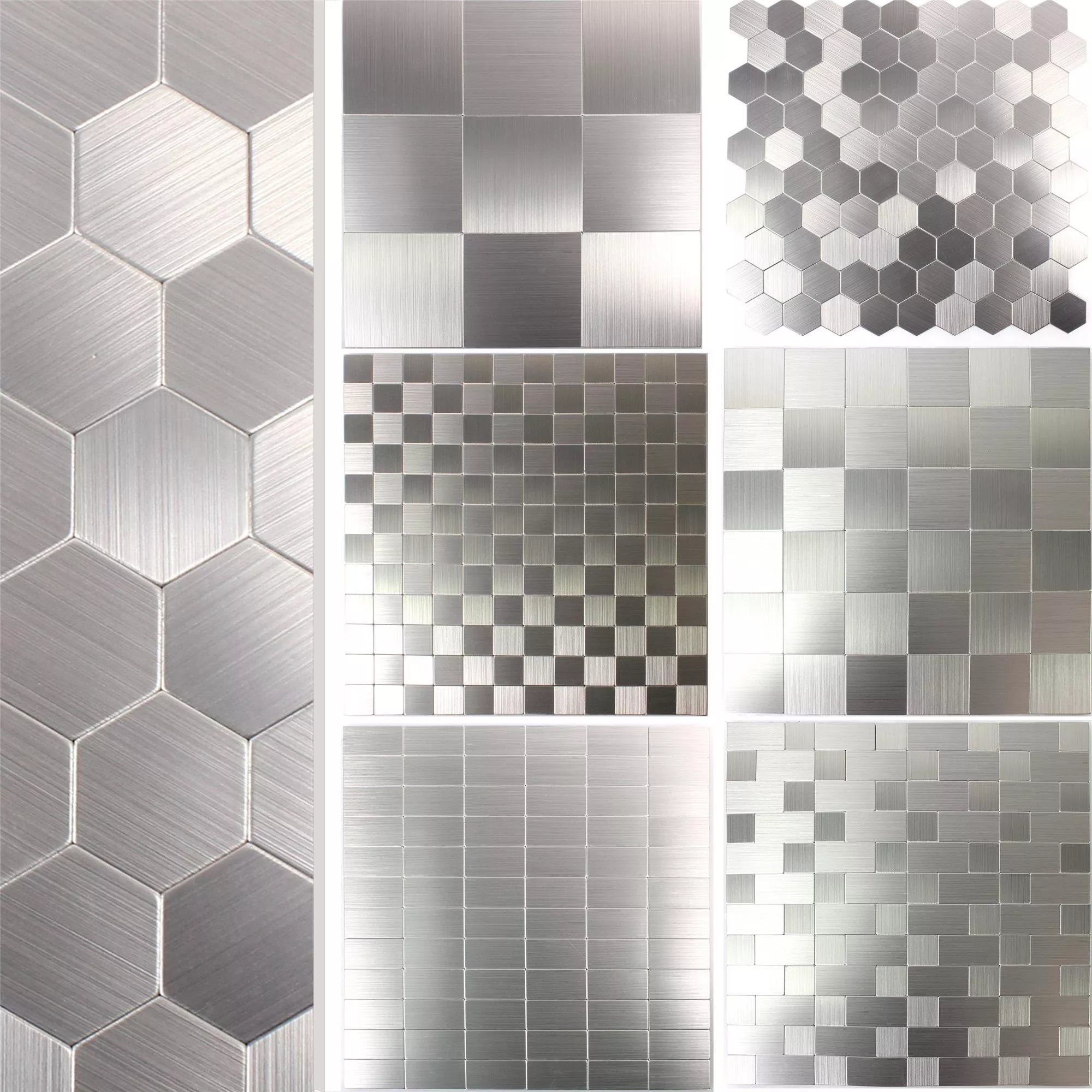 Muster von Mosaikfliesen Metall Selbstklebend Mikros Silber