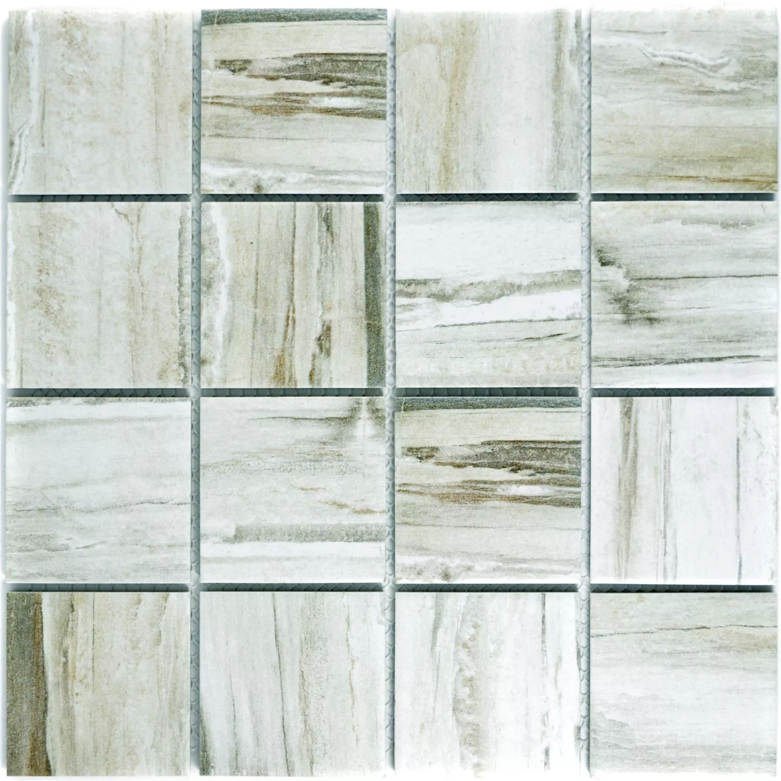 Muster von Keramik Holzoptik Mosaikfliesen Norfolk Weiss Quadrat