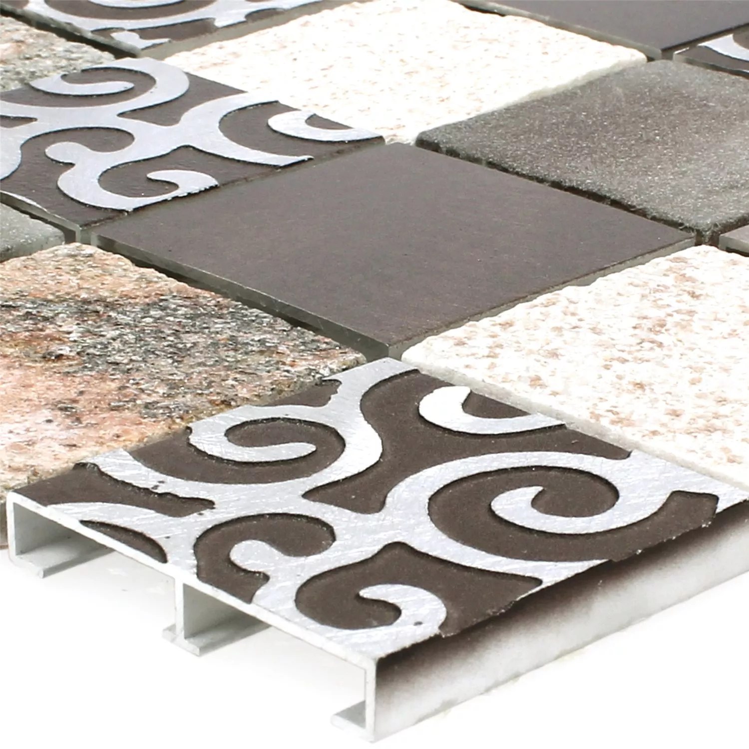 Muster von Mosaikfliesen Glas Naturstein Aluminium Valdivia Braun