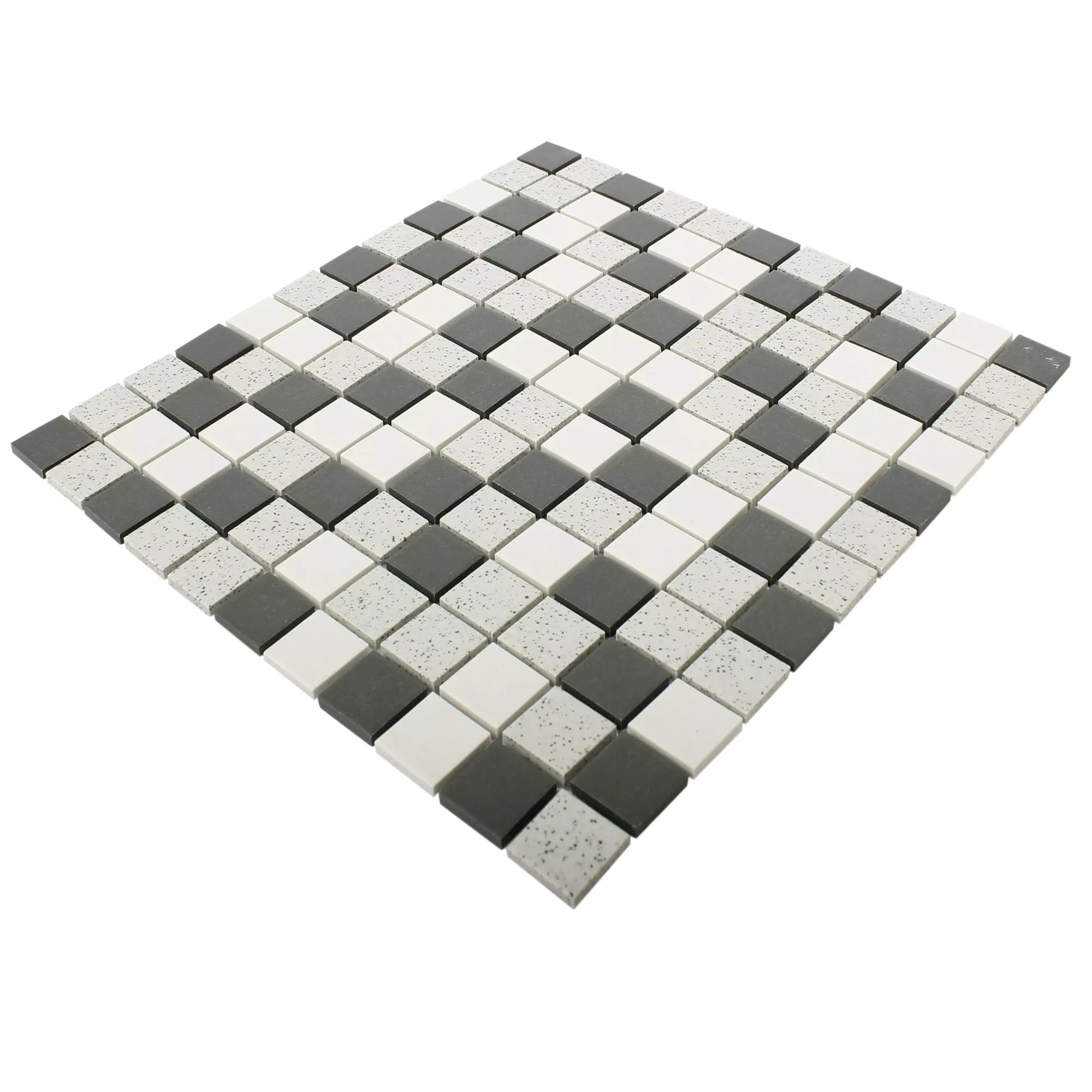 Muster von Keramik Mosaikfliesen Monforte Schwarz Grau Quadrat