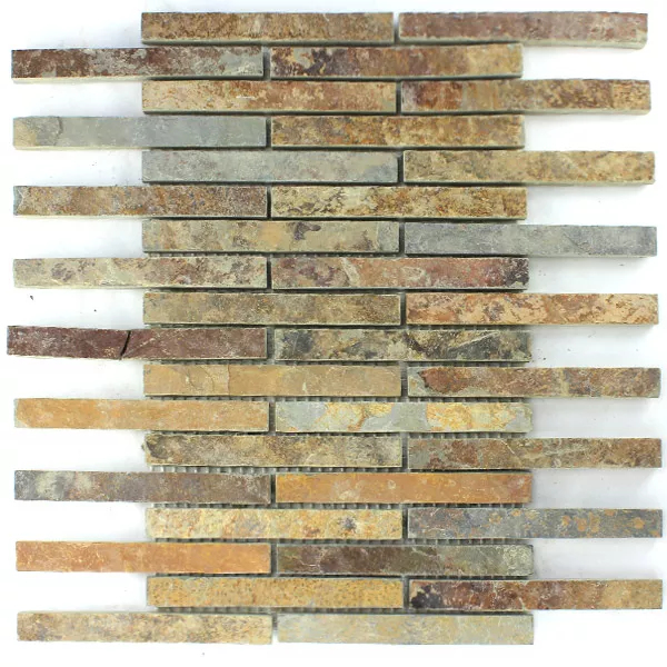 Muster von Mosaikfliesen Quarzit Naturstein Multi Color Bunt Mix Stick