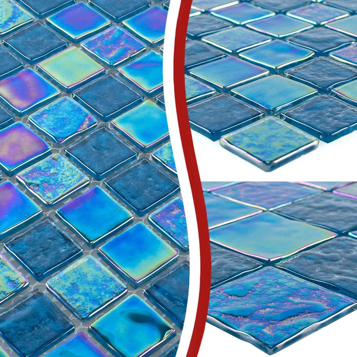 Glasmosaik Fliesen Perlmutt Effekt Carlos Blau