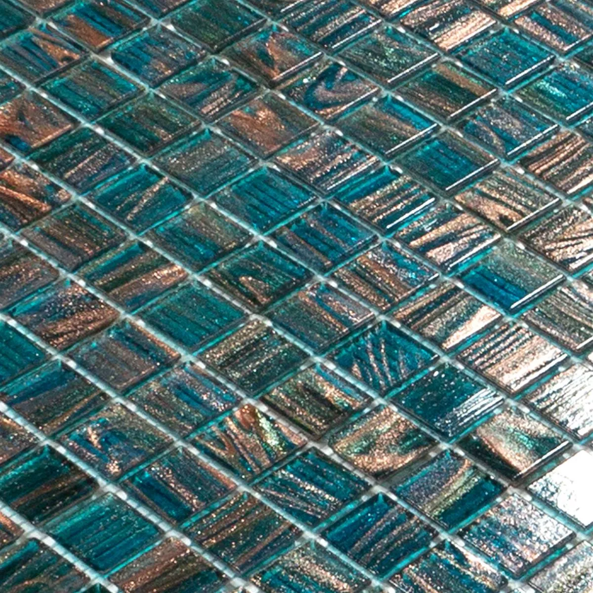 Muster von Glasmosaik Fliesen Kyoto Petrol Blau