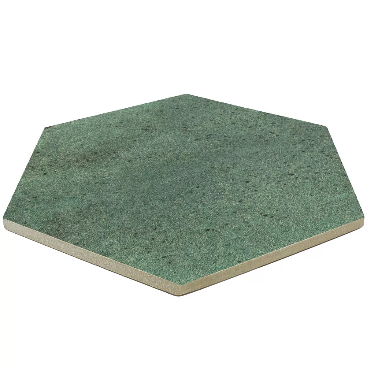 Muster von Bodenfliesen Arosa Matt Hexagon Smaragdgrün 17,3x15cm