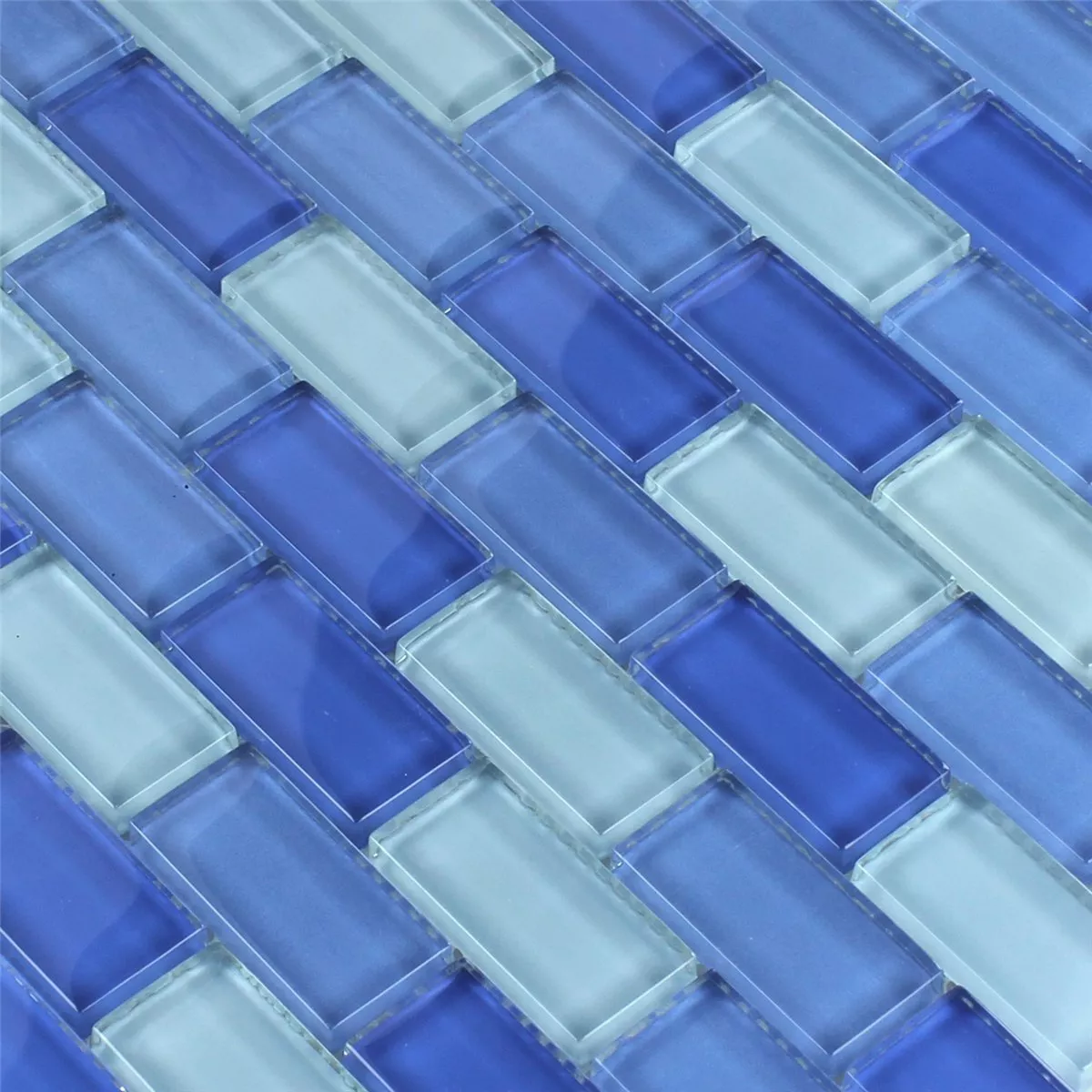 Muster von Mosaikfliesen Glas Brick Hellblau Mix 