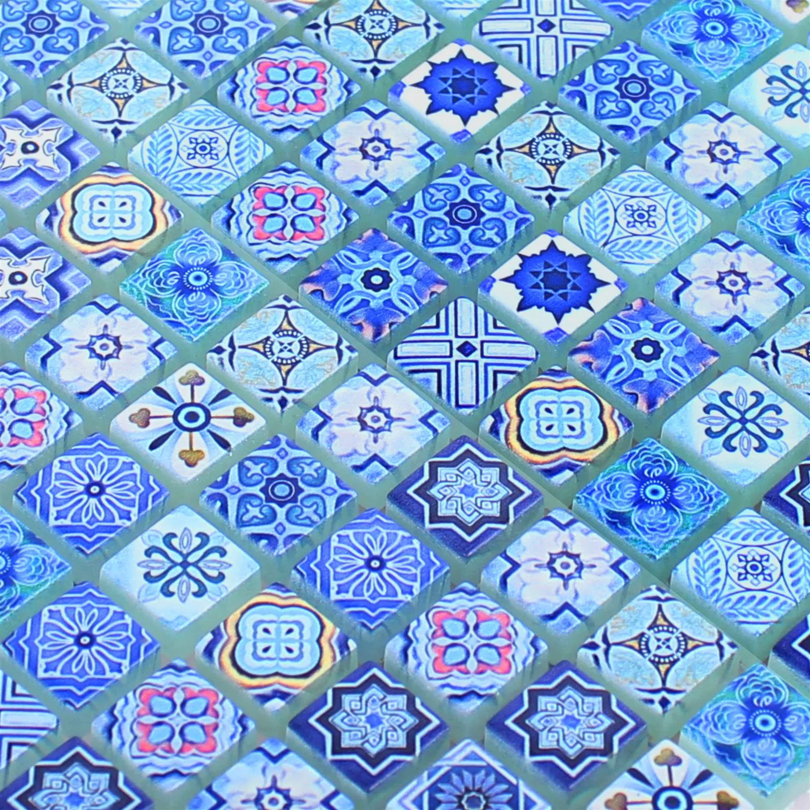 Muster von Glasmosaik Fliesen Marrakech Blau