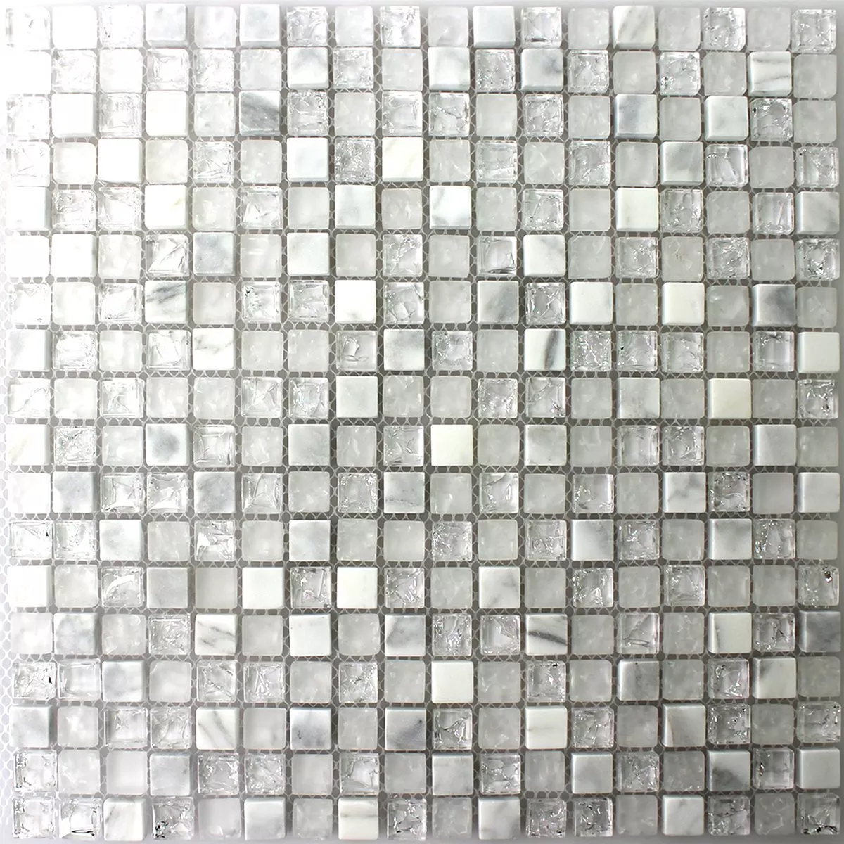 Mosaikfliesen Glas Naturstein Gebrochen Weiss Effekt
