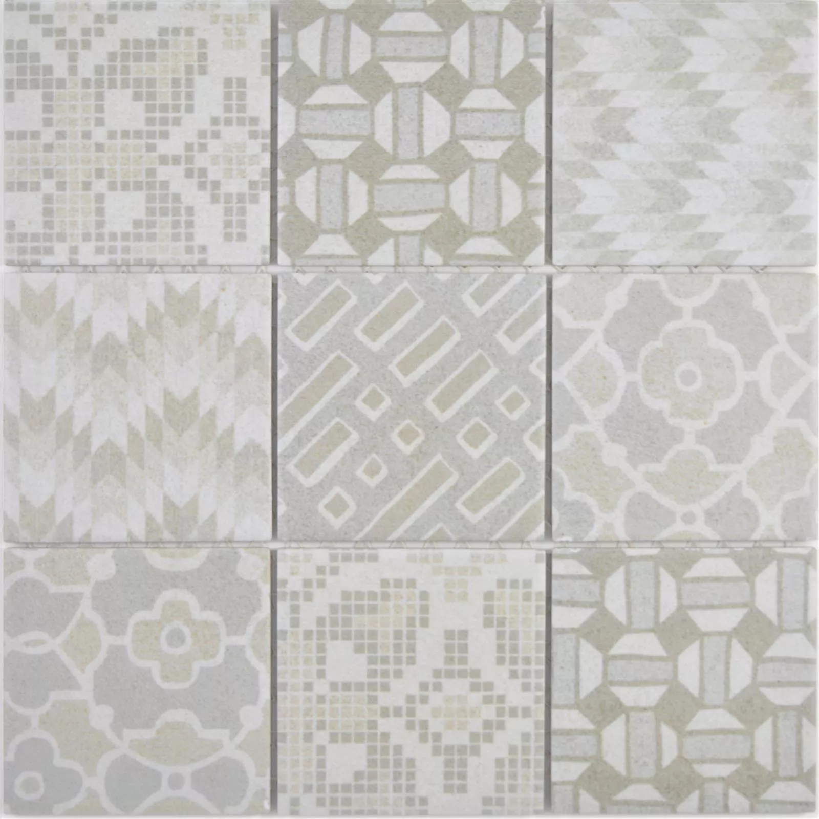 Muster von Keramik Mosaikfliesen Romantica Retro Bianco