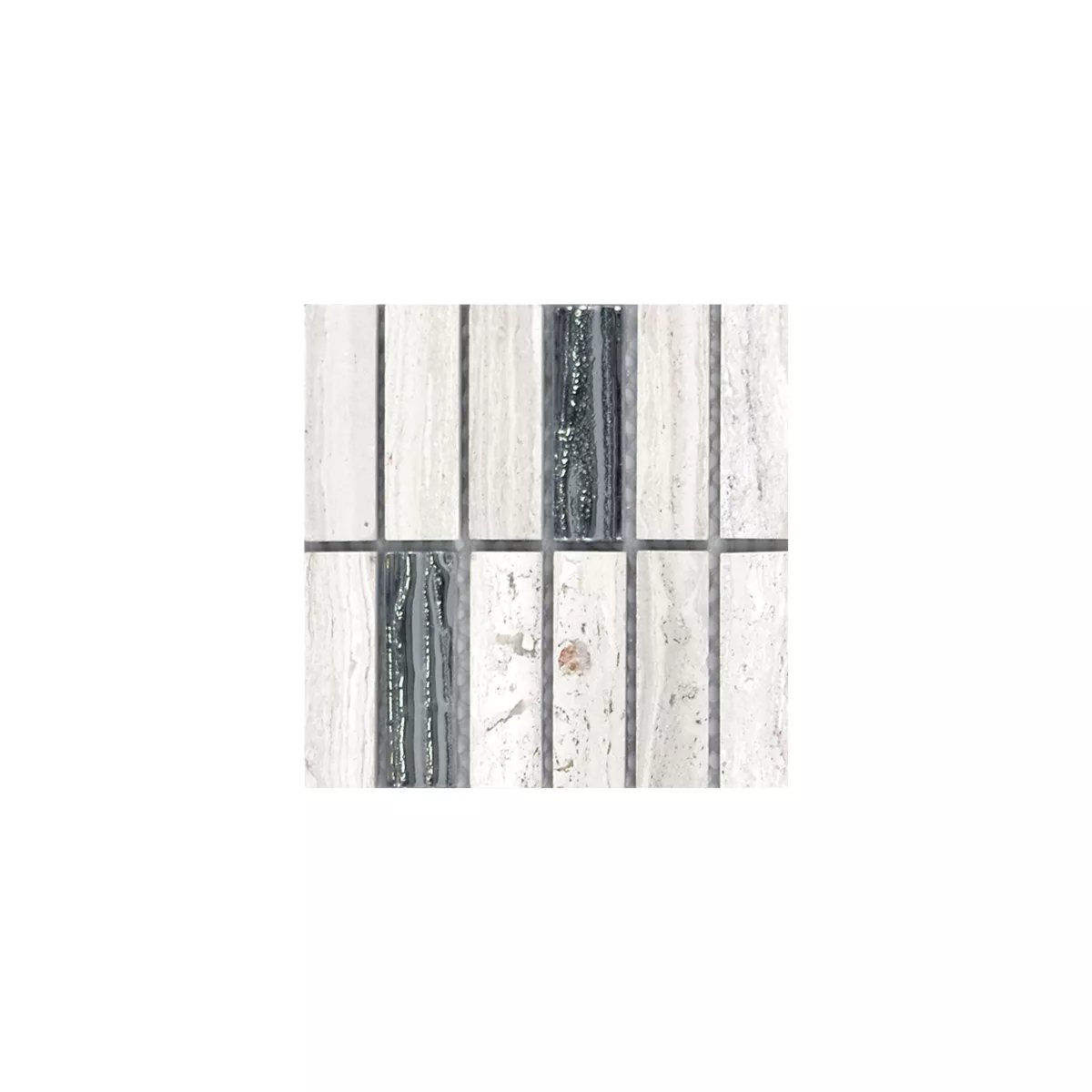 Muster von Glas Stein Stahl Mosaikfliesen Elektra Grau Stäbchen
